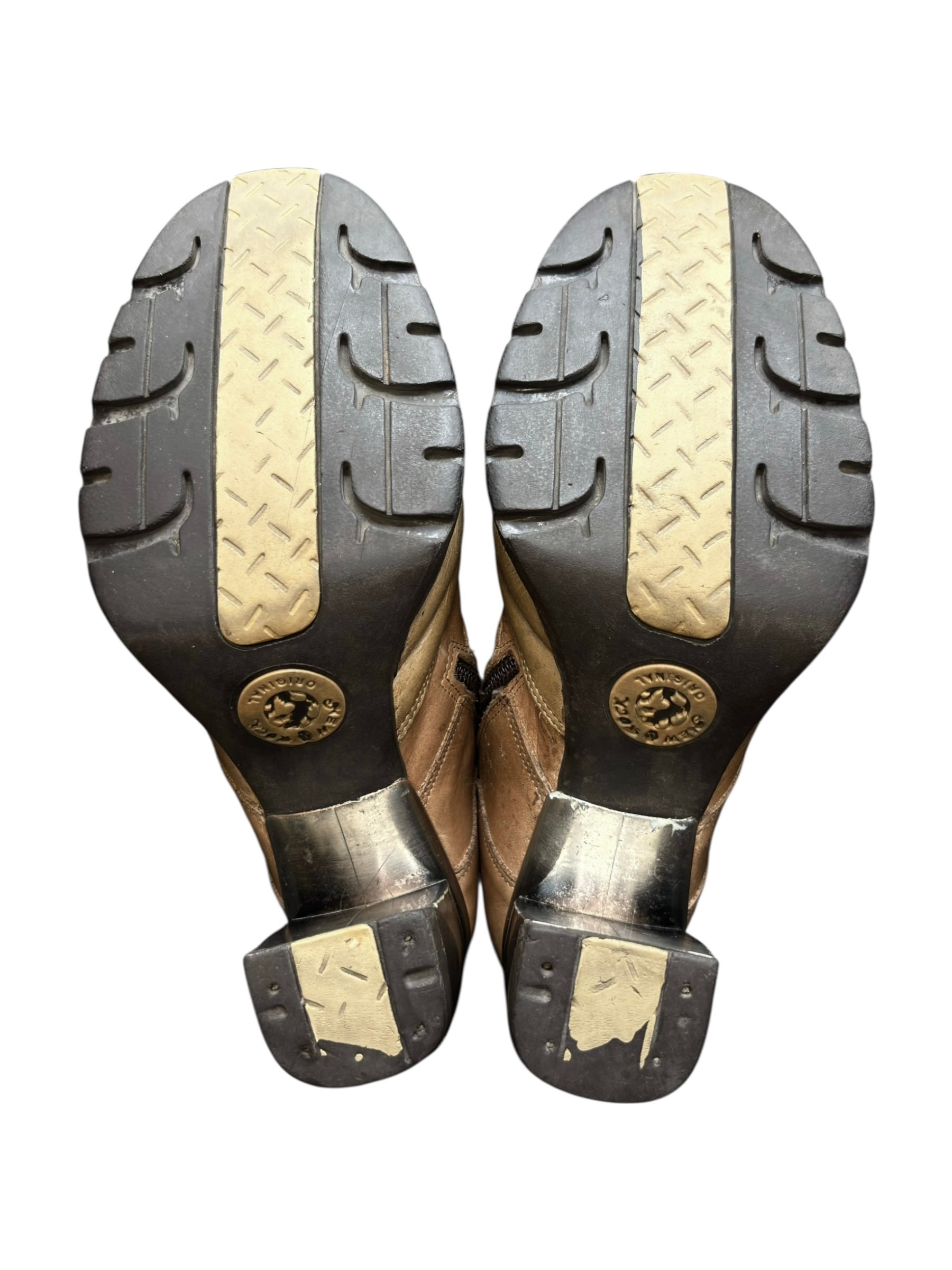 Vintage New Rock beige mid-calf leather biker heels size 37