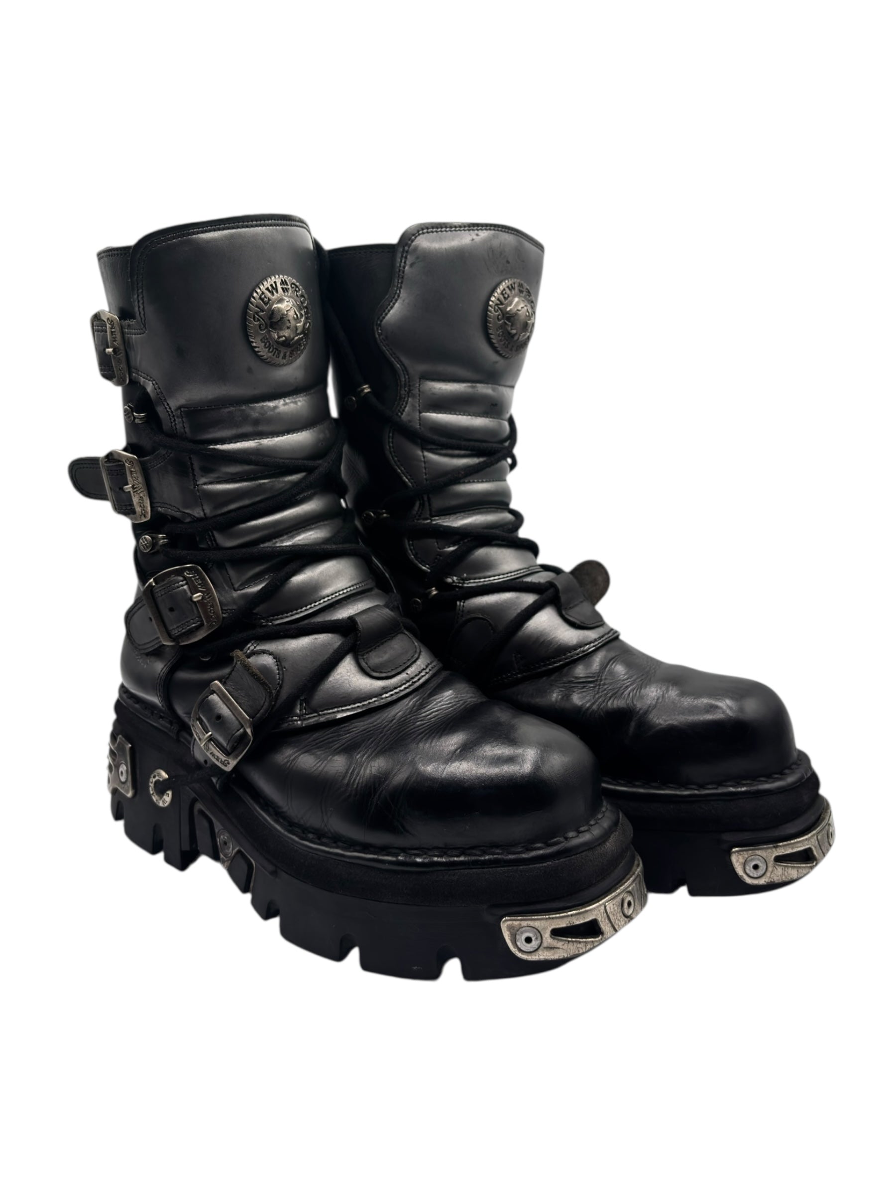 Vintage New Rock grey mid-calf leather reactor boots size 42