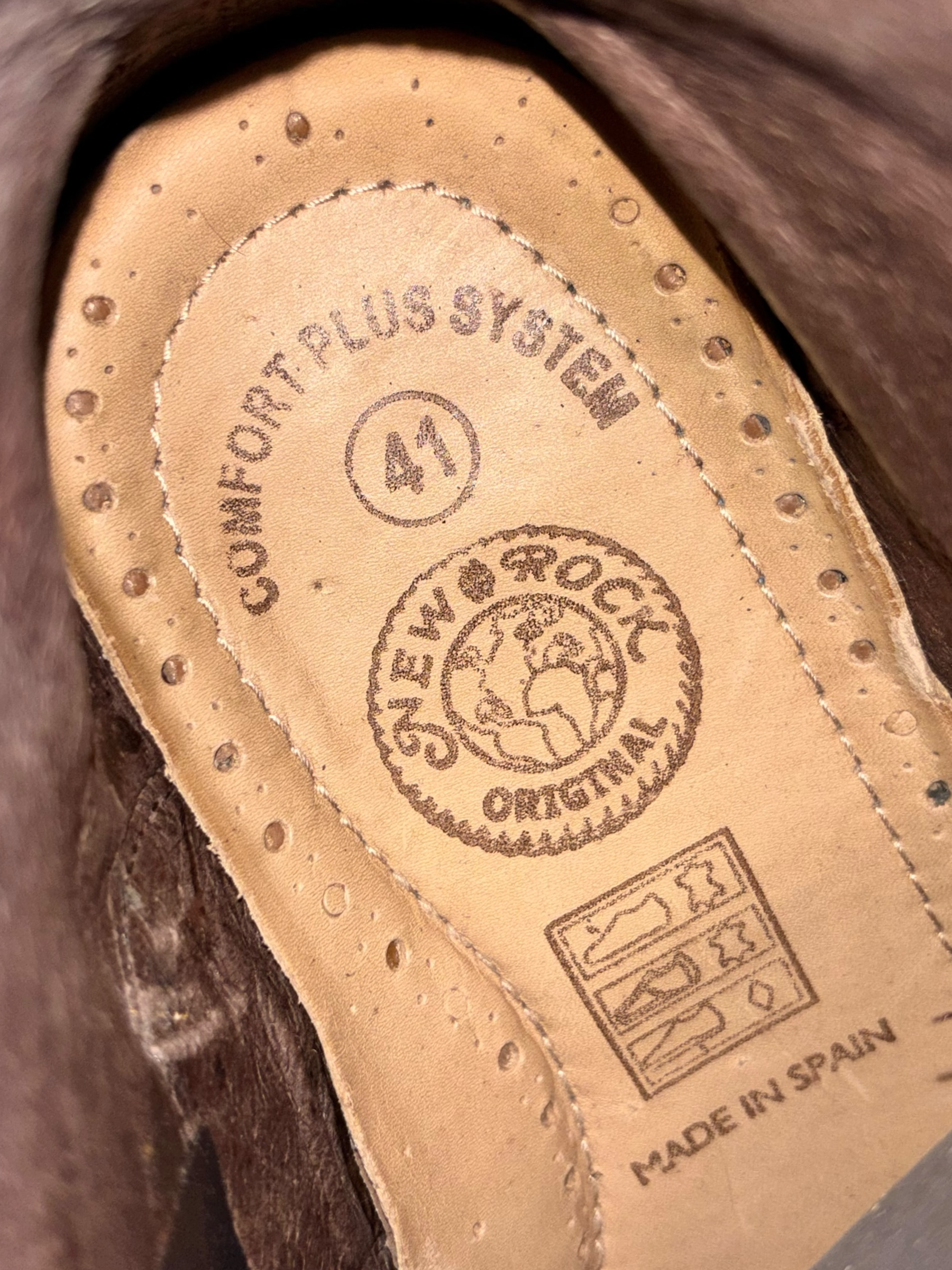 Vintage New Rock brown leather raised-heel ankle boots size 41