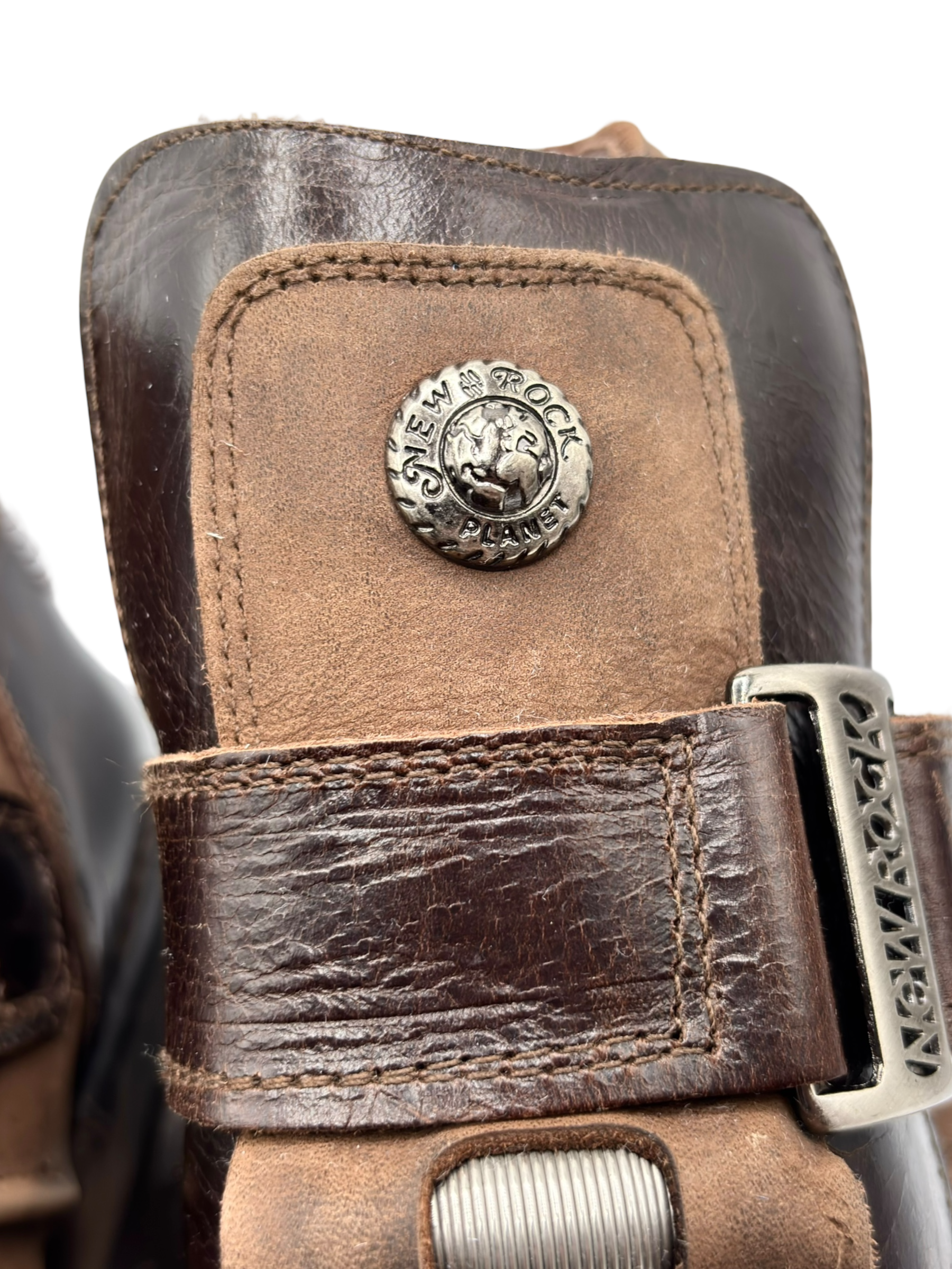 Vintage New Rock brown buckle platform boots size 45
