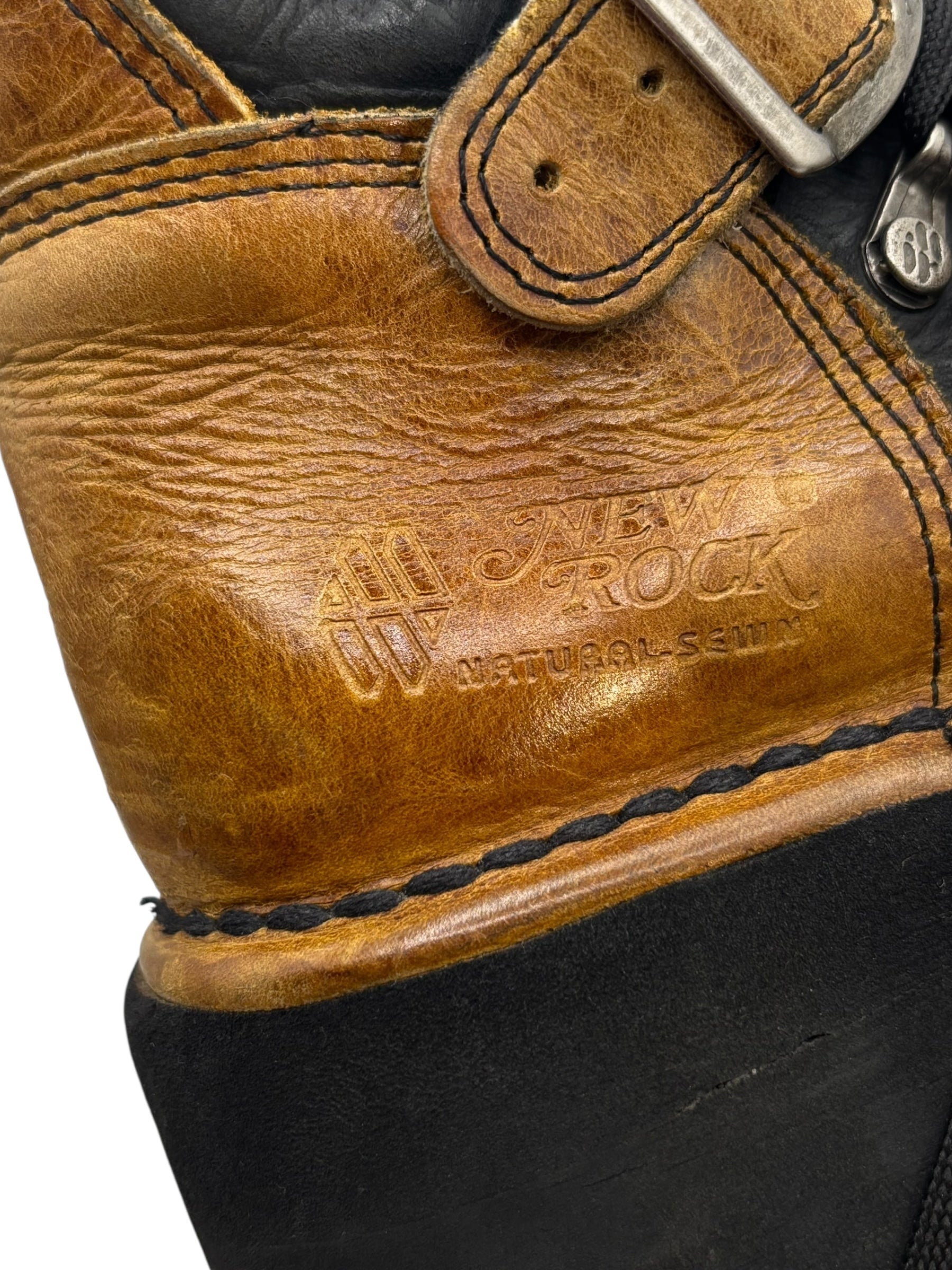 Vintage 90s New Rock jupiter black and yellow platform boots size 36