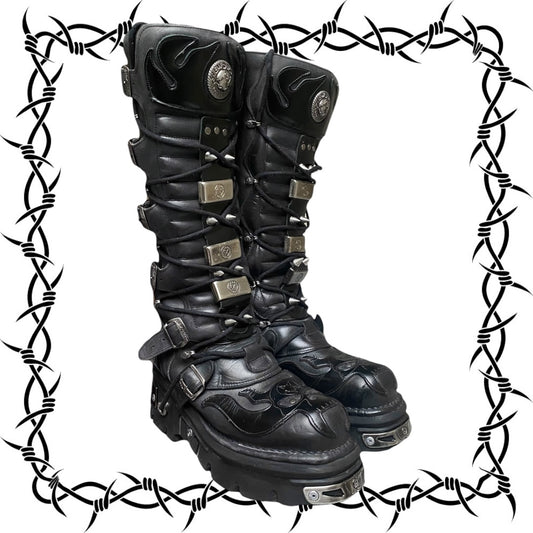 Vintage New Rock M-161-S1 reactor knee-high boots size 46