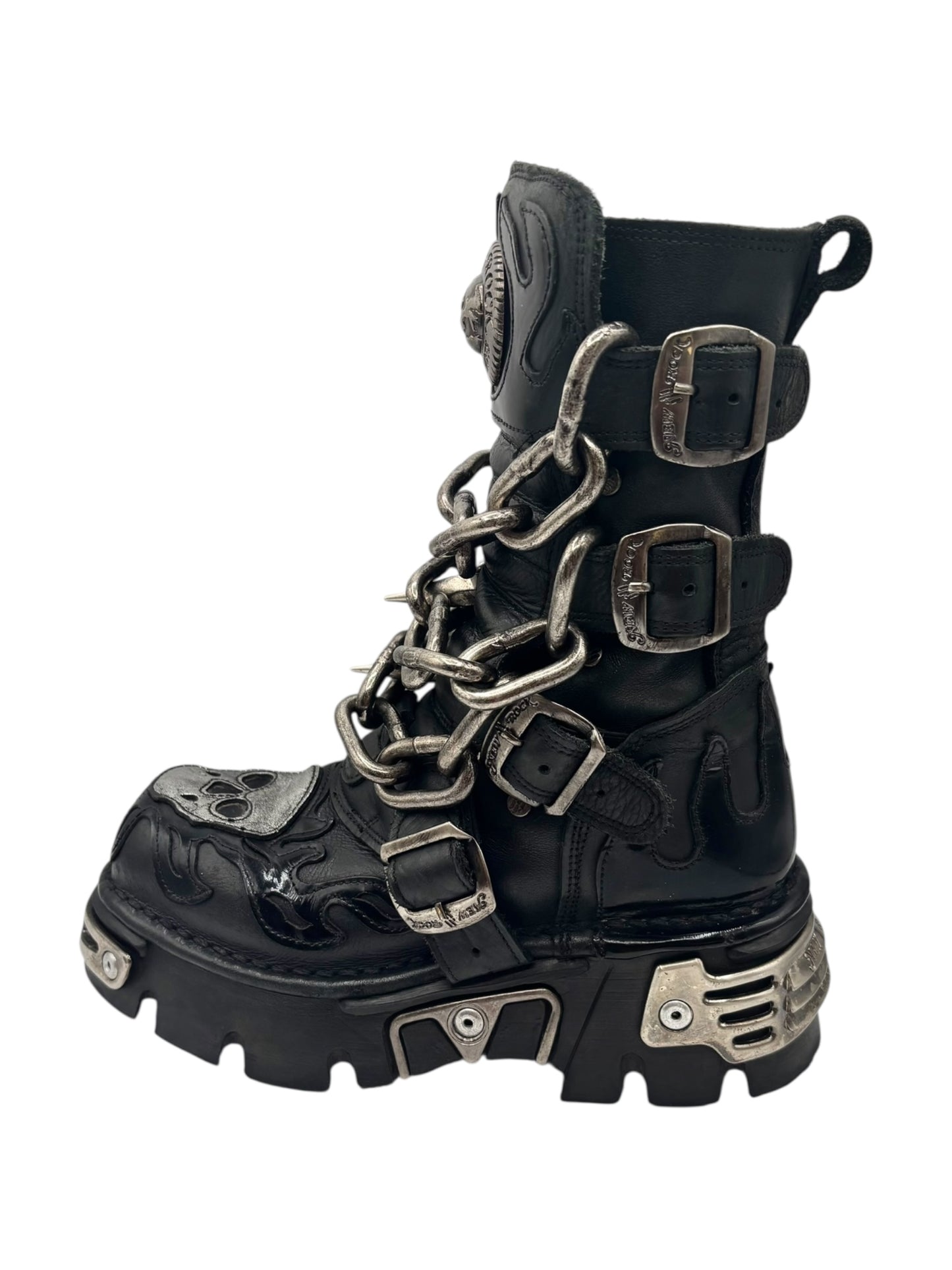 Vintage New Rock M-727-S1 chained leather boots size 36