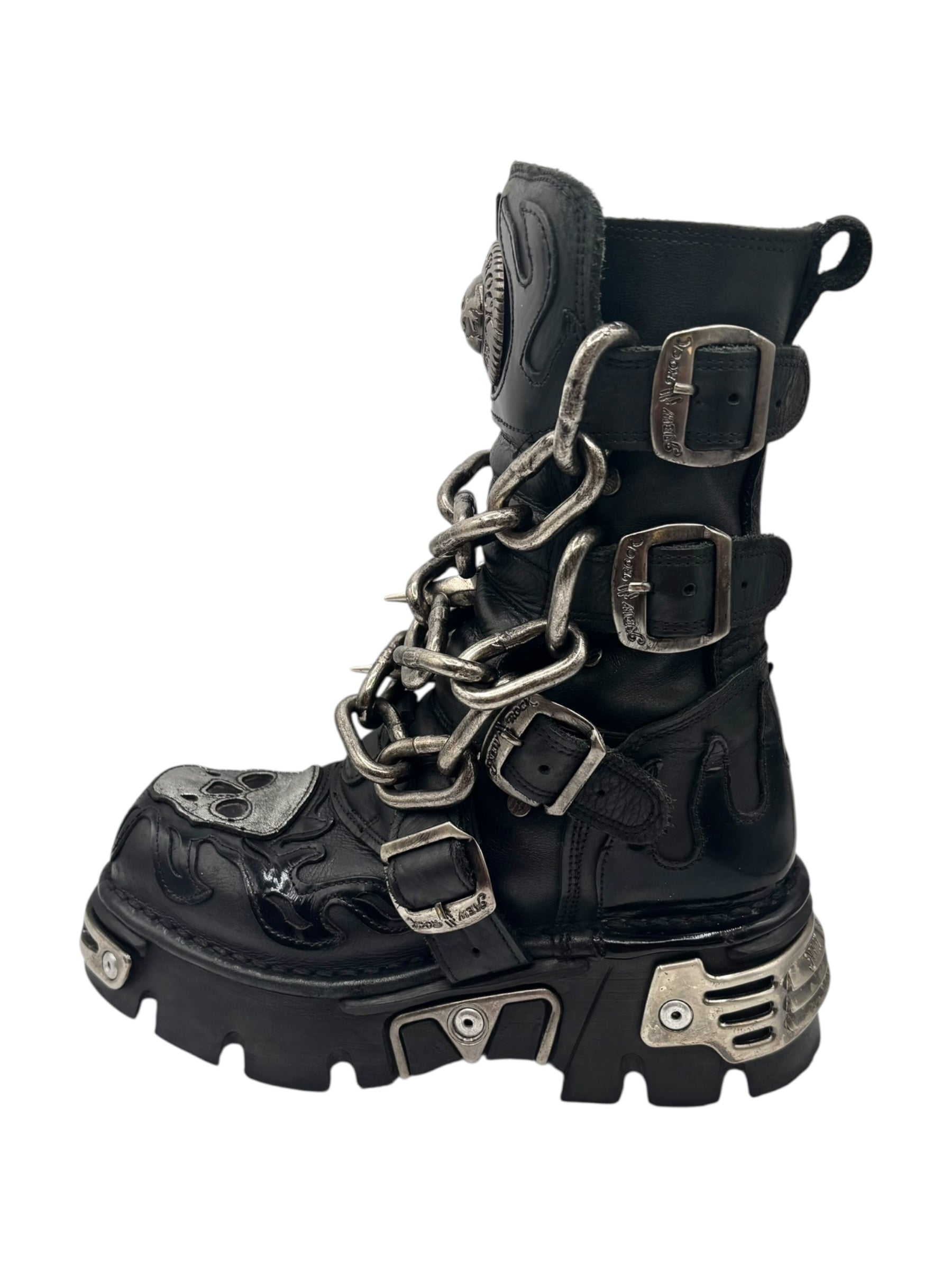 Vintage New Rock M-727-S1 chained leather boots size 36