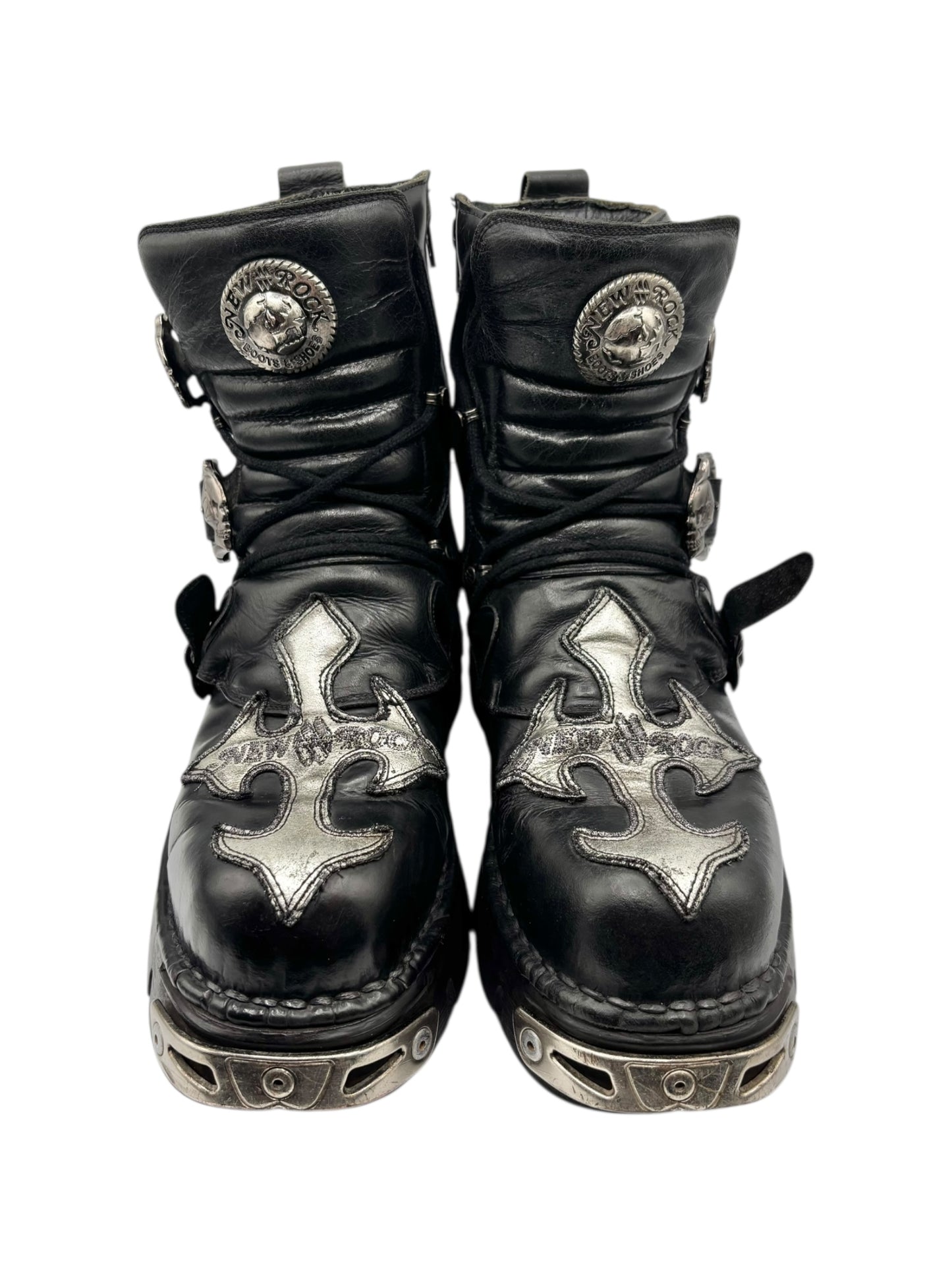 Vintage New Rock cross reactor leather platform boots size 43