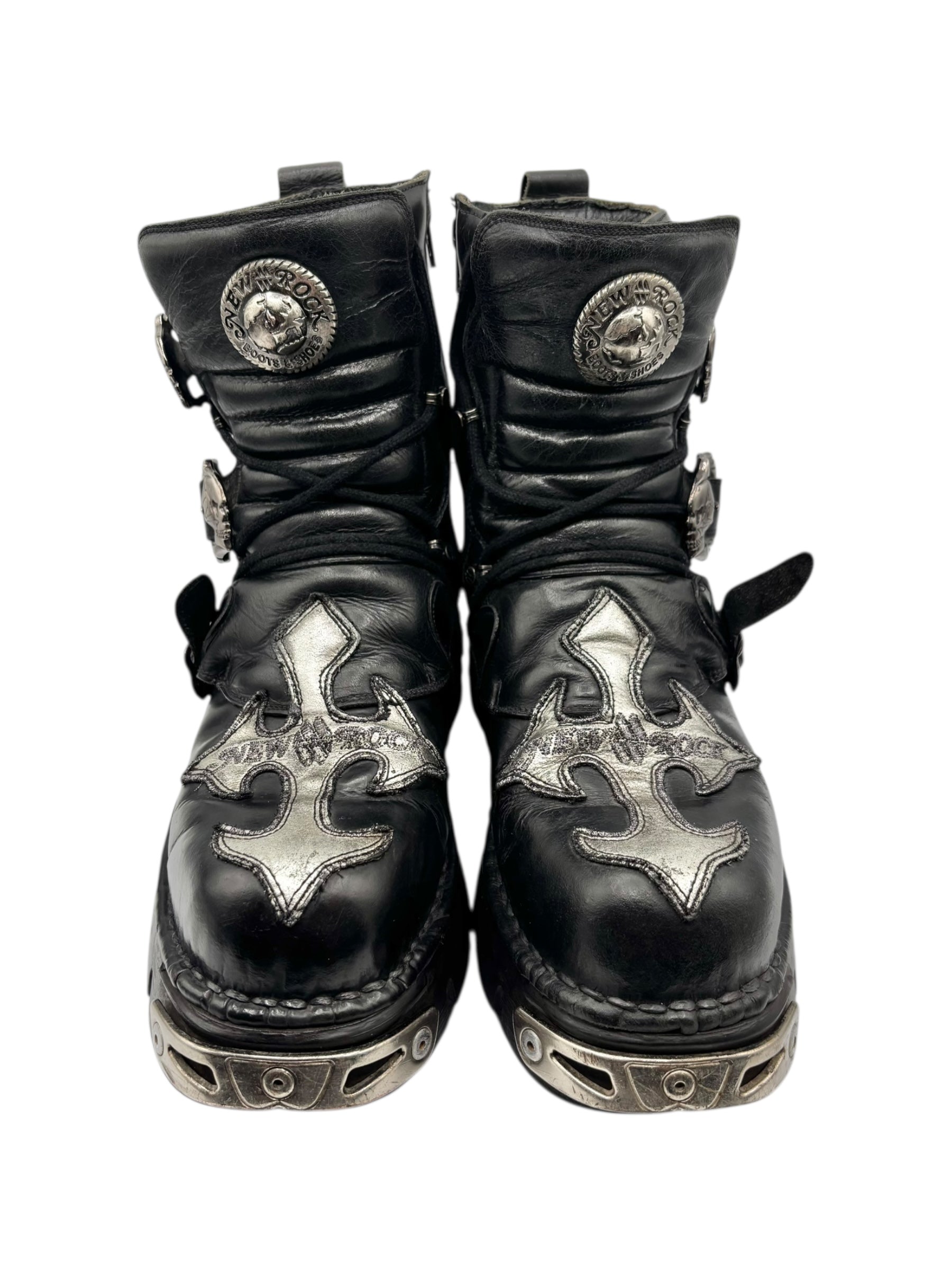 Vintage New Rock cross reactor leather platform boots size 43