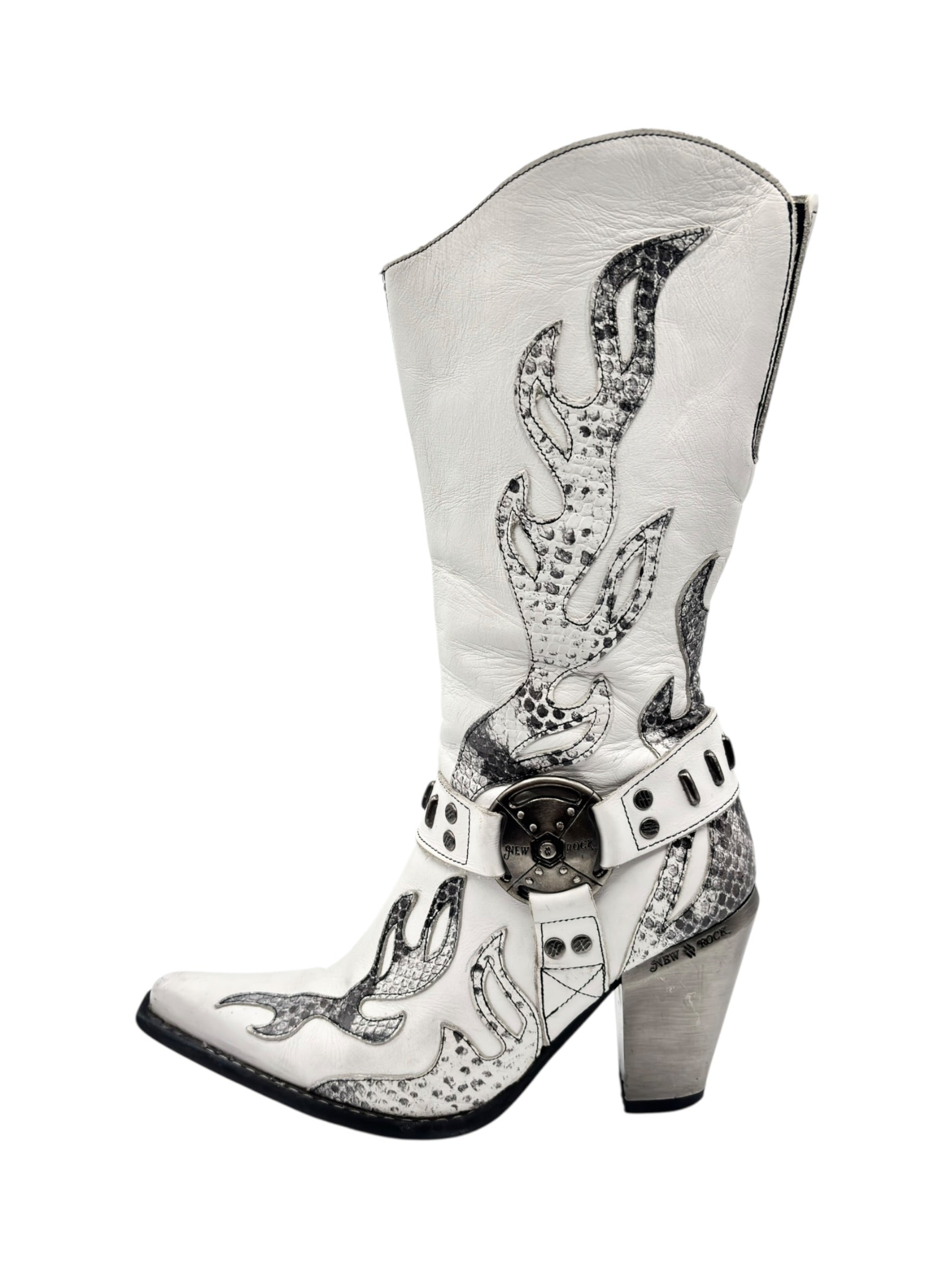 Vintage New Rock pointy white cowboy boots size 38