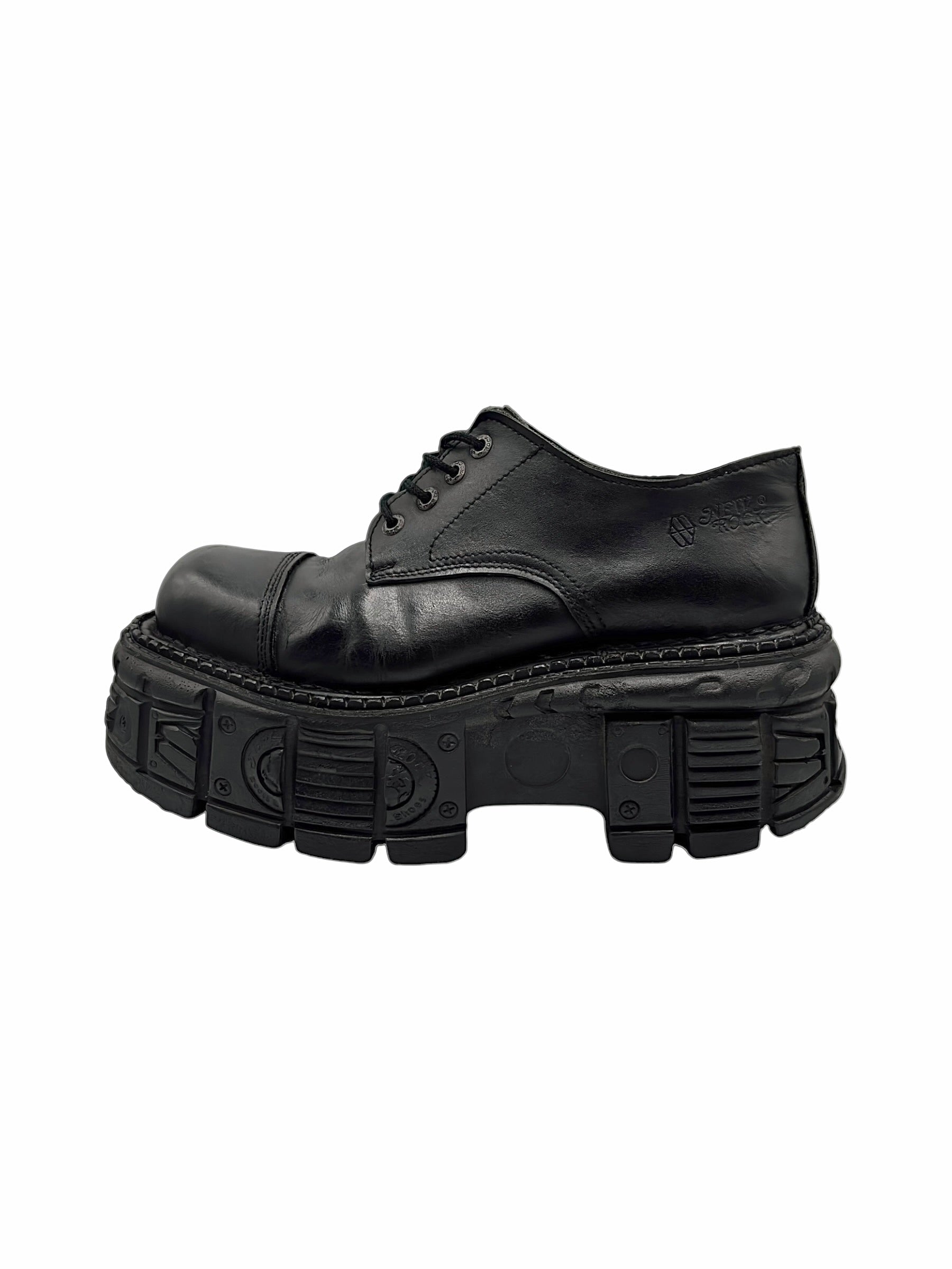 Vintage New Rock techno leather platform boots size 44