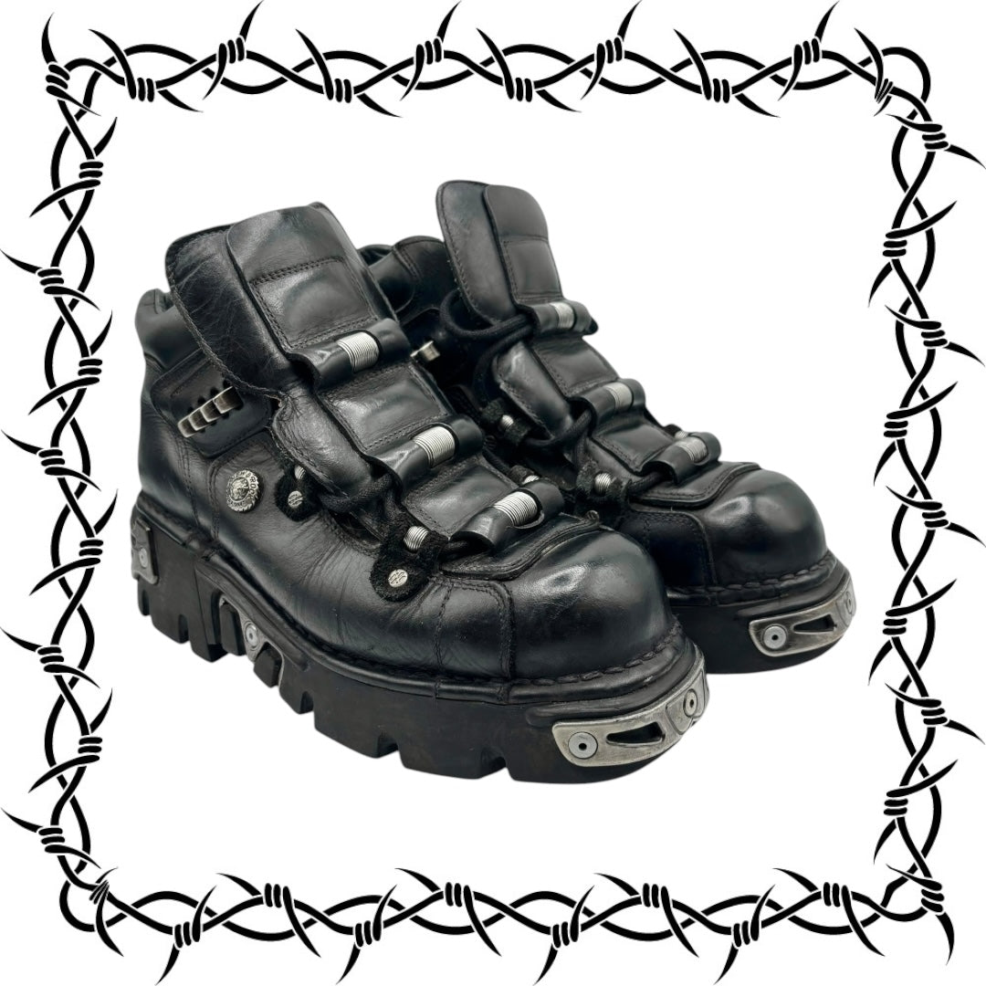 Vintage New Rock techno leather platform boots size 43
