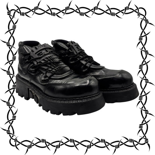 Vintage Gordon Jack lace-up leather platform boots size 39