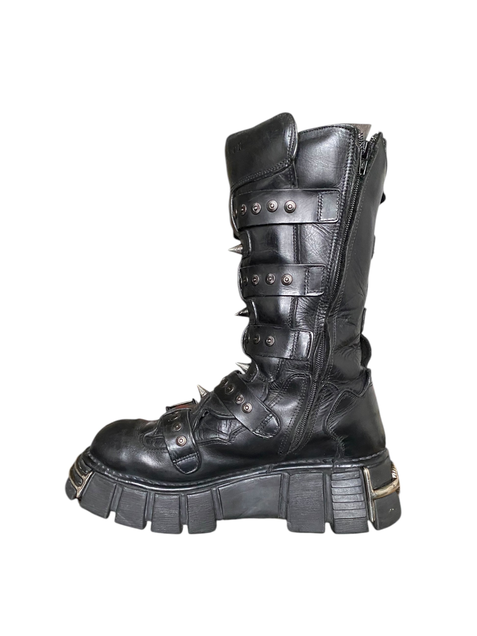 Vintage New Rock studded platform boots size 46