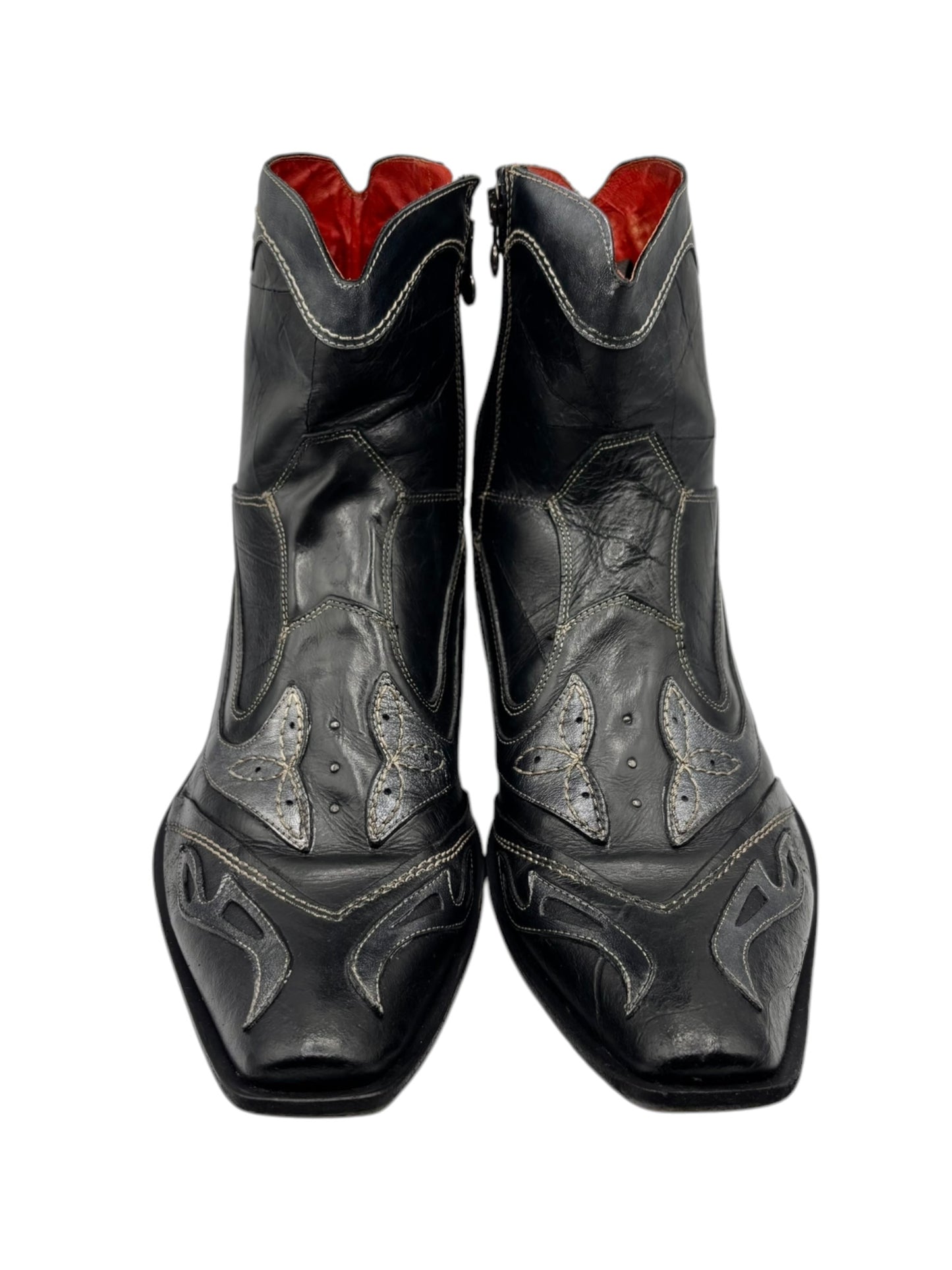 Vintage New Rock black leather cowboy boots size 43