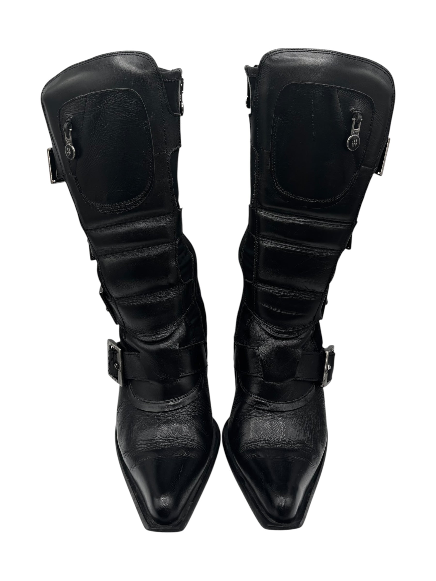 Vintage New Rock pointy biker heels size 40