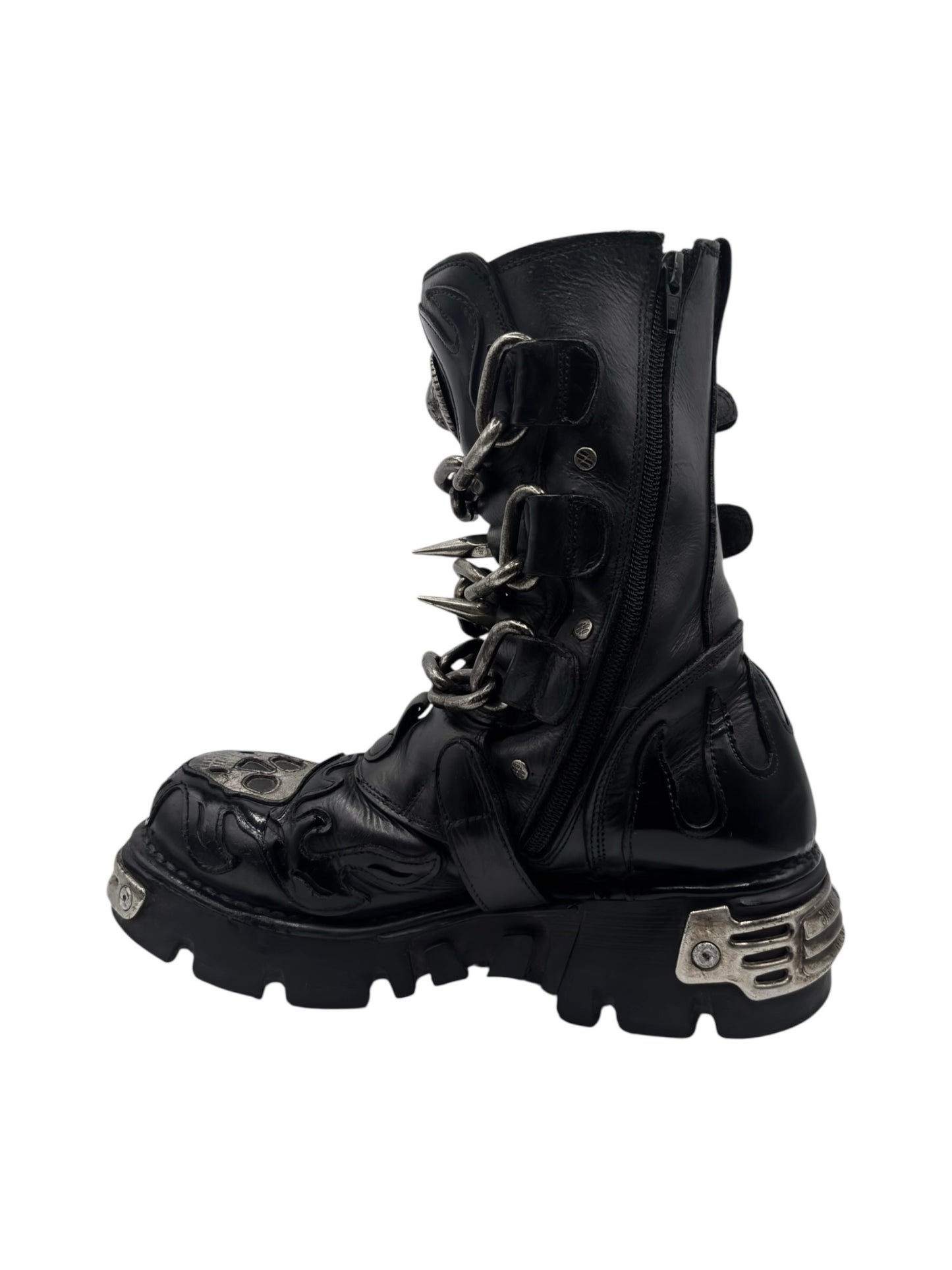Vintage New Rock chained skull leather boots