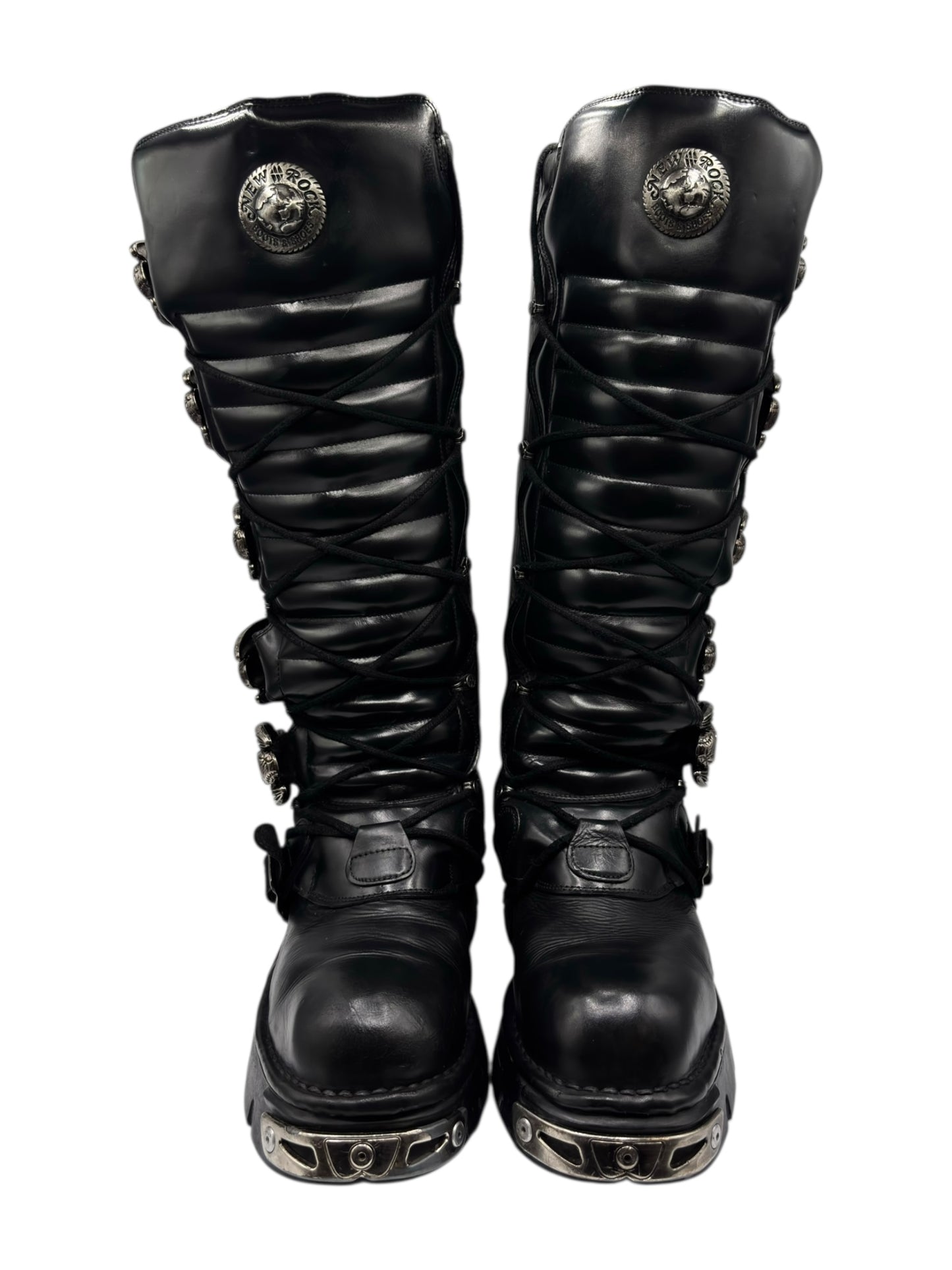 Vintage New Rock knee high reactor leather boots size 44