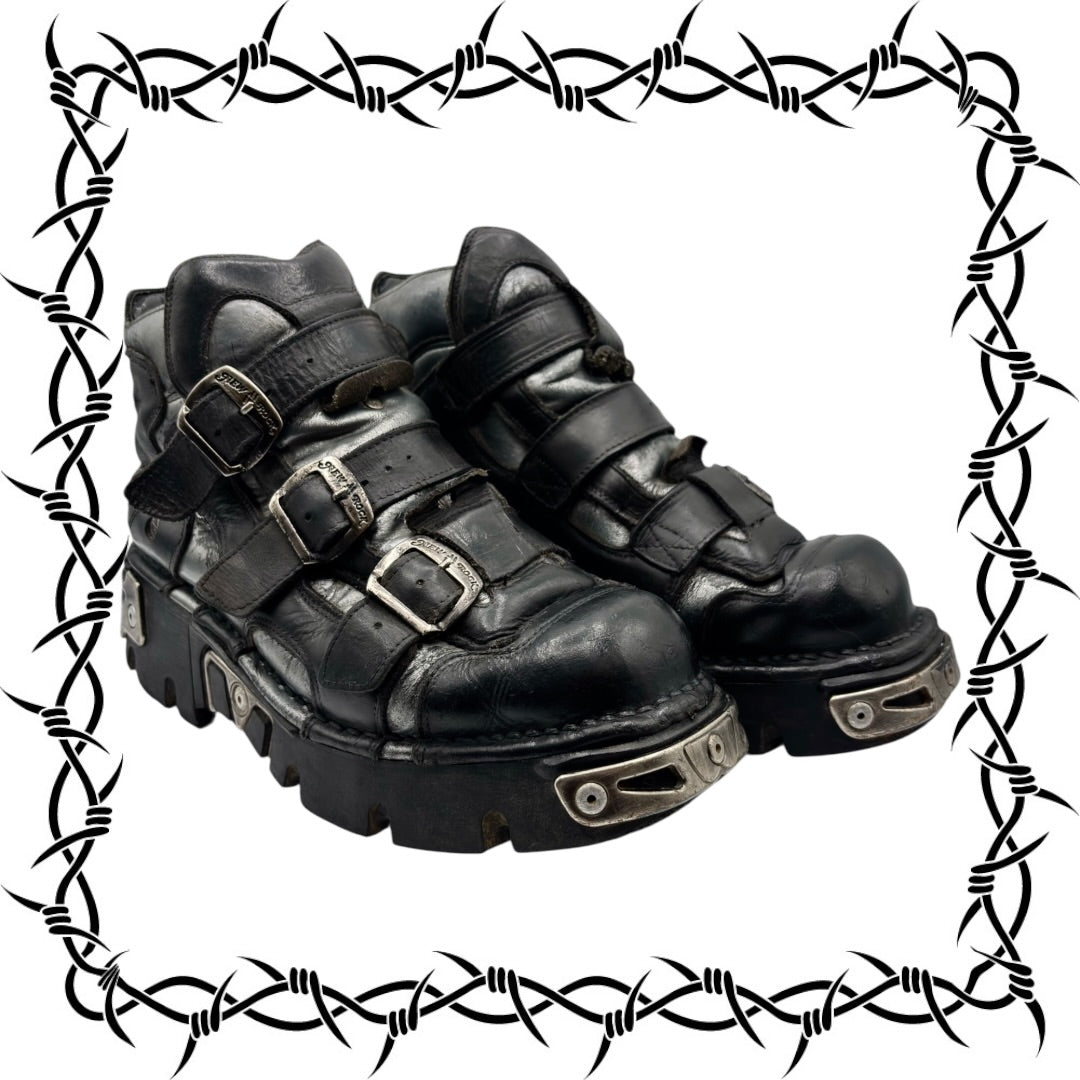 Vintage New Rock buckle grey reactor platform boots size 37