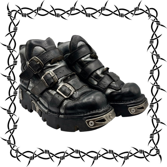 Vintage New Rock buckle grey reactor platform boots size 37
