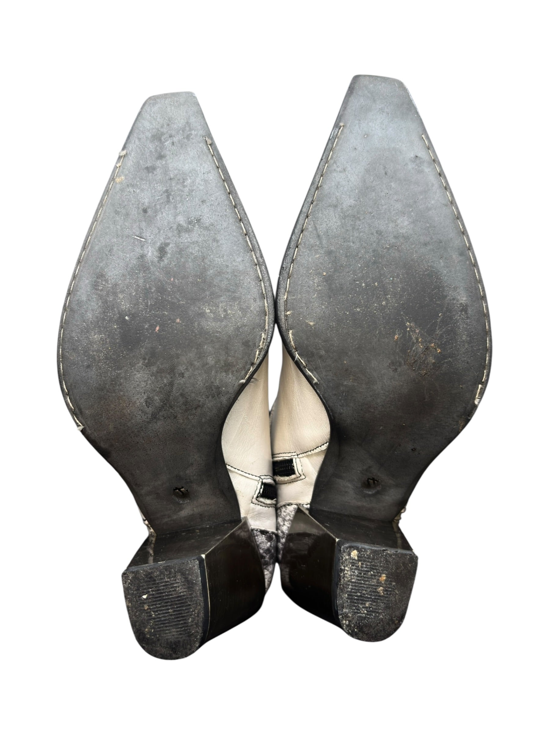 Vintage New Rock pointy white cowboy boots size 38