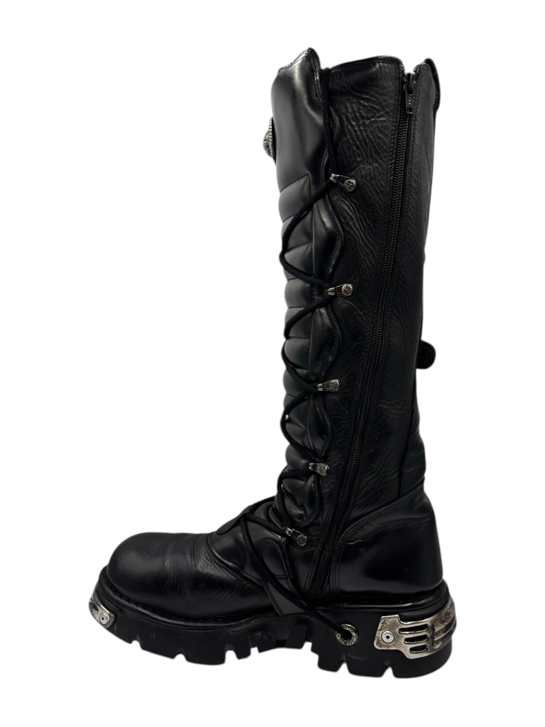 Vintage New Rock knee high reactor leather boots size 44