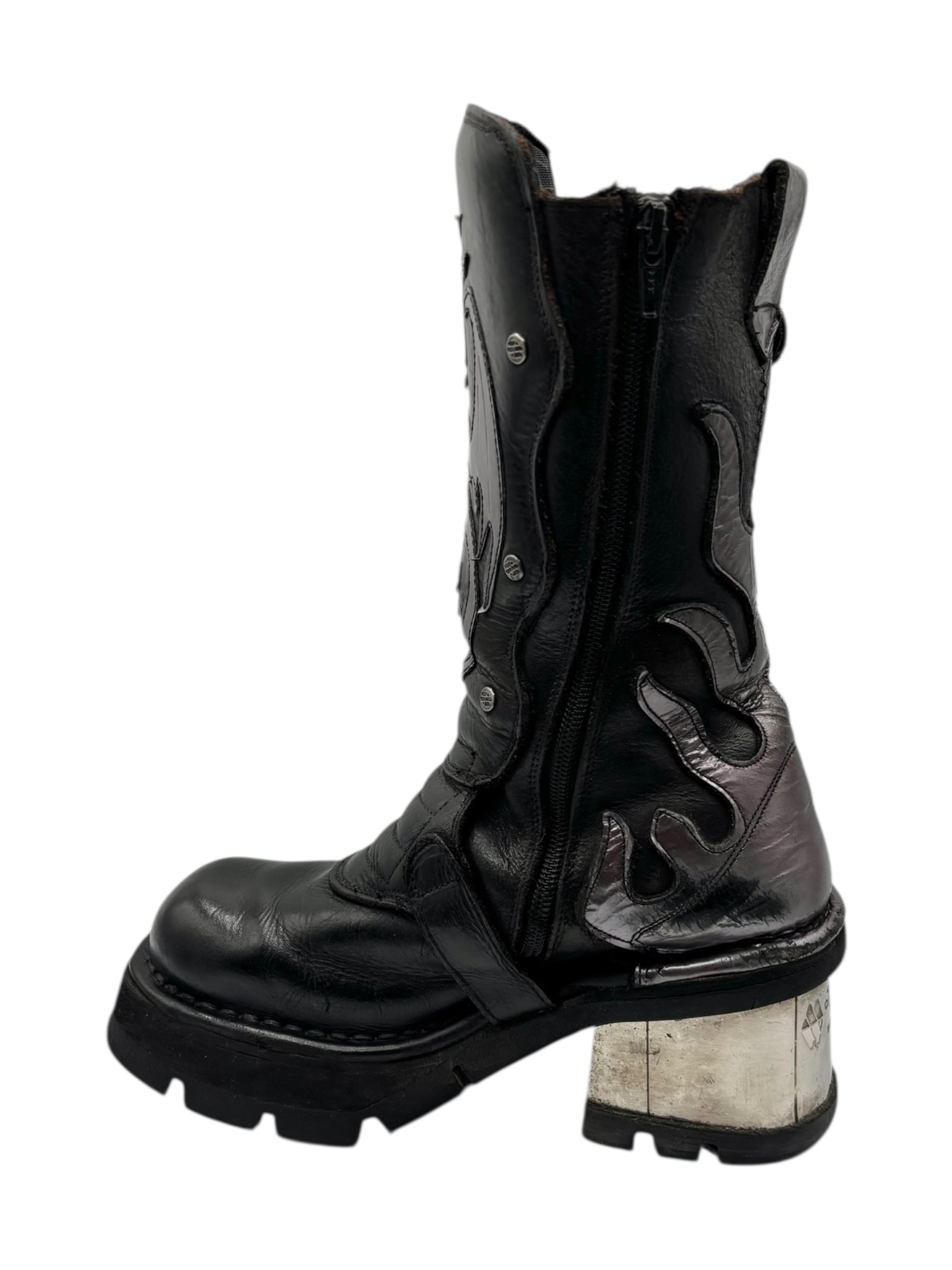 Vintage New Rock purple dragon mid-calf leather boots size 39