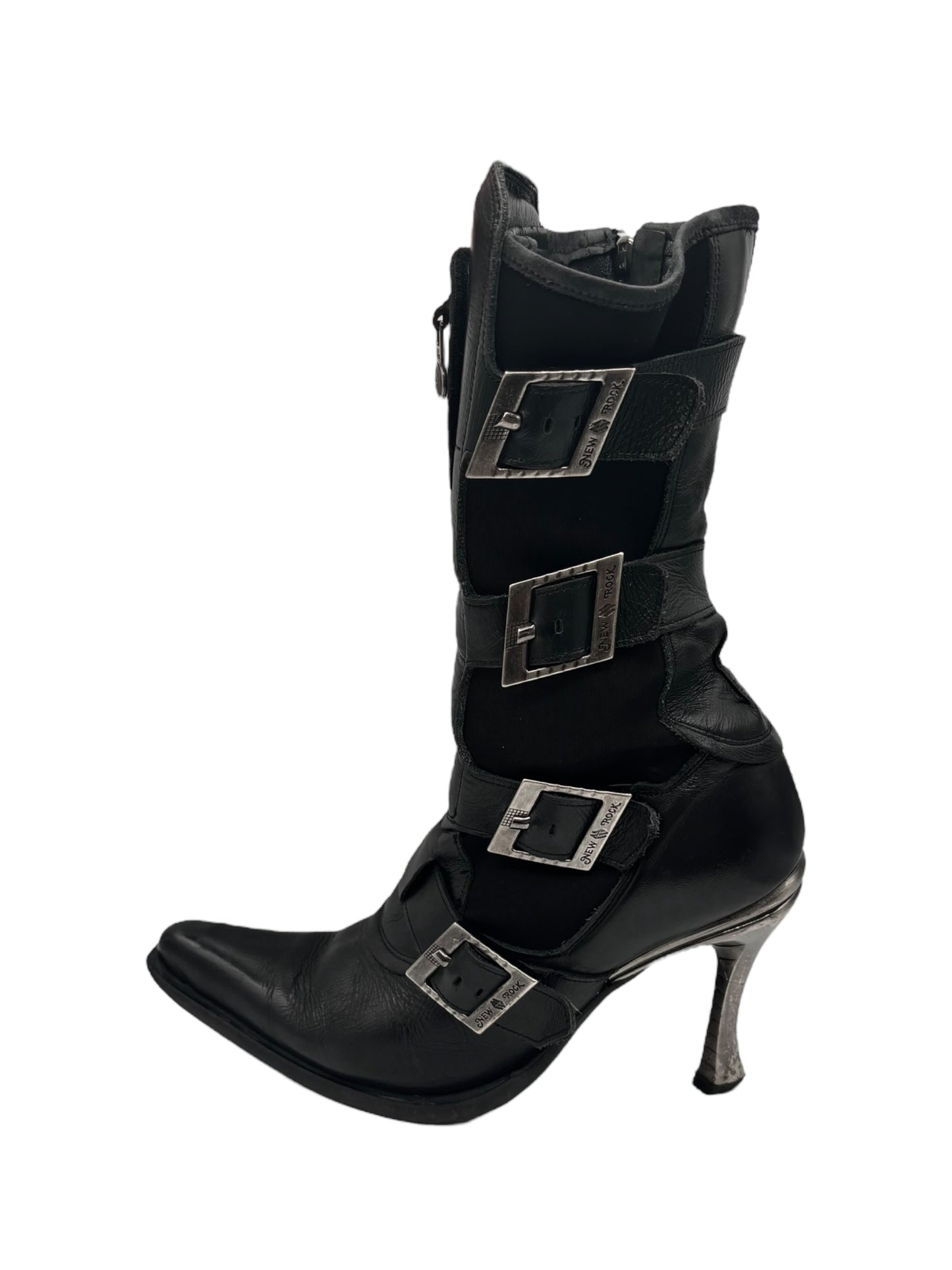 Vintage New Rock pointy biker heels size 40