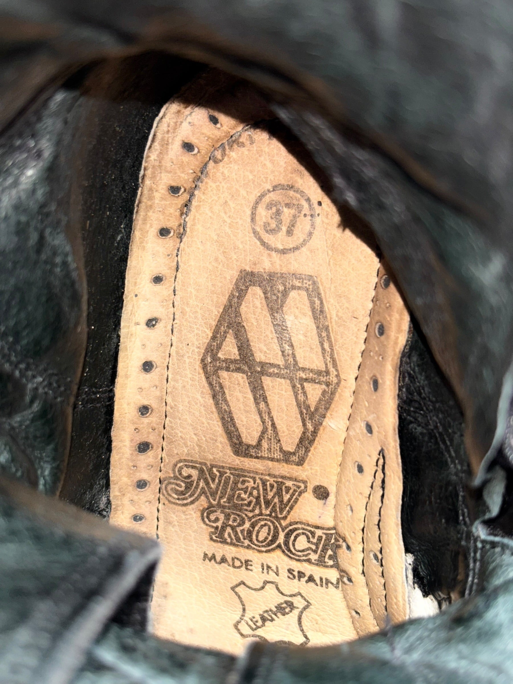 Vintage New Rock raised heel leather boots size 37