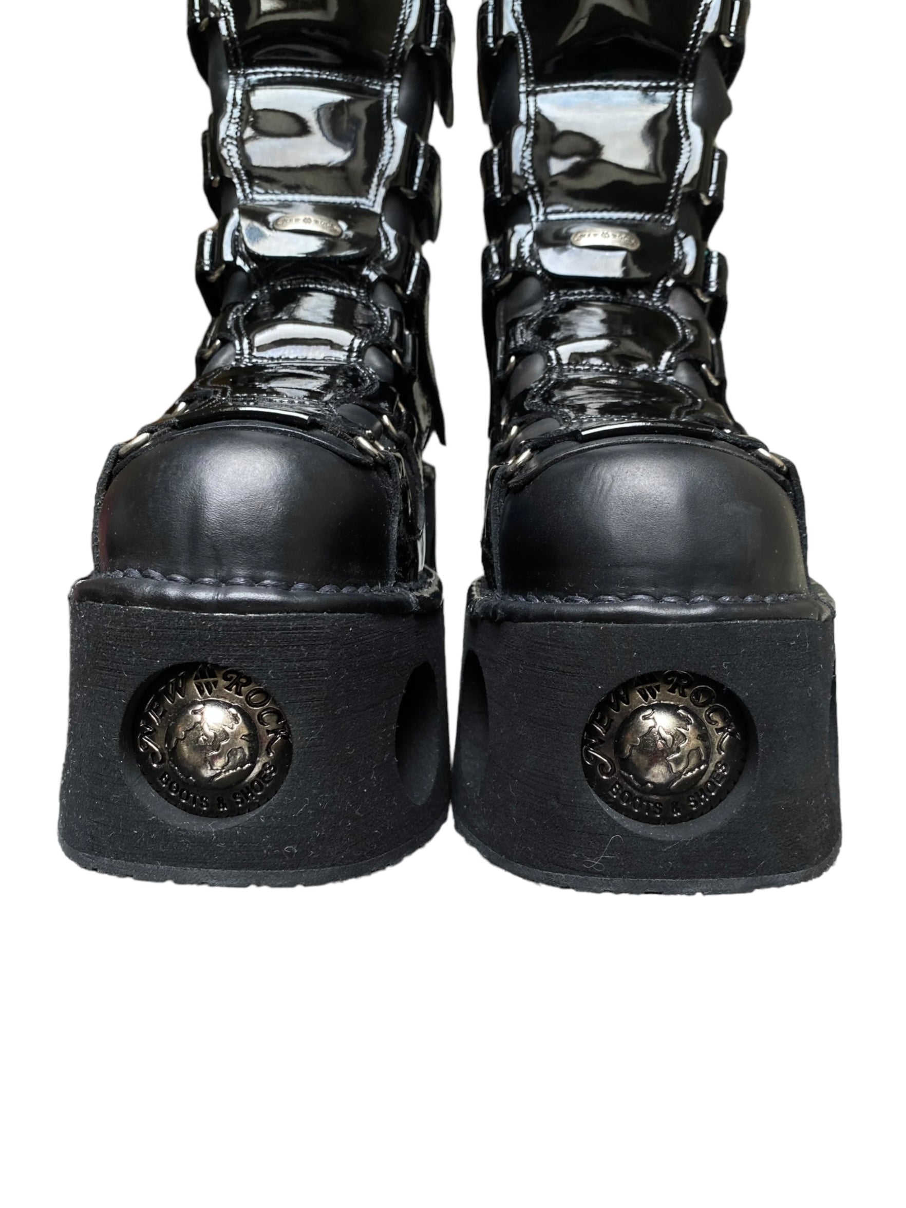 Vintage New Rock neptuno patent leather boots size 43