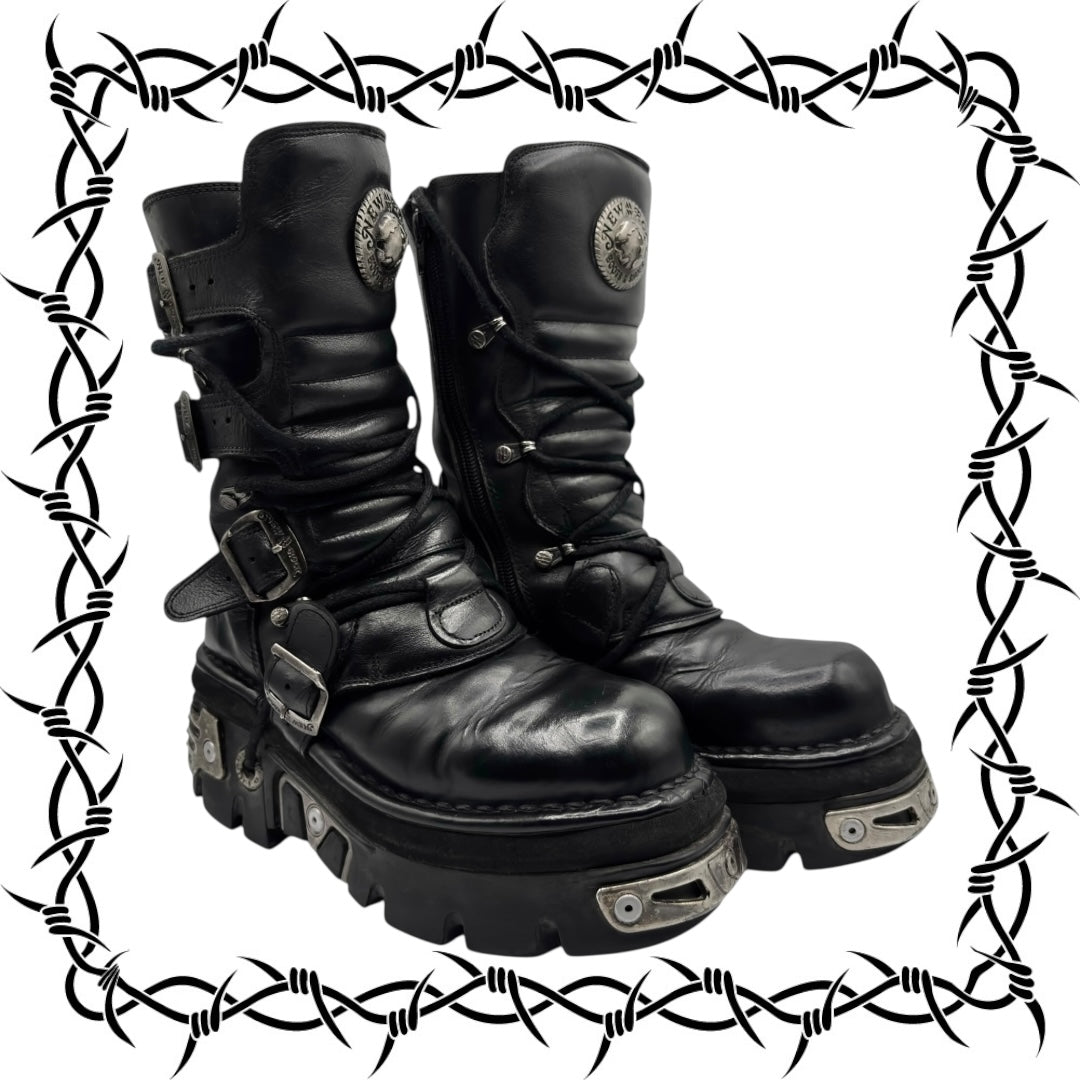 Vintage New Rock mid-calf leather reactor boots size 38