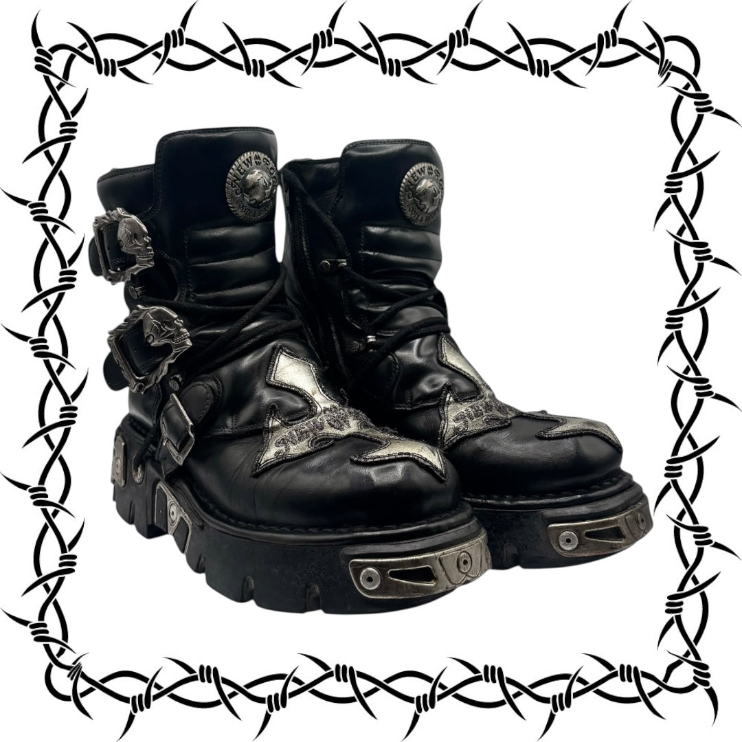 Vintage New Rock cross reactor leather platform boots size 39