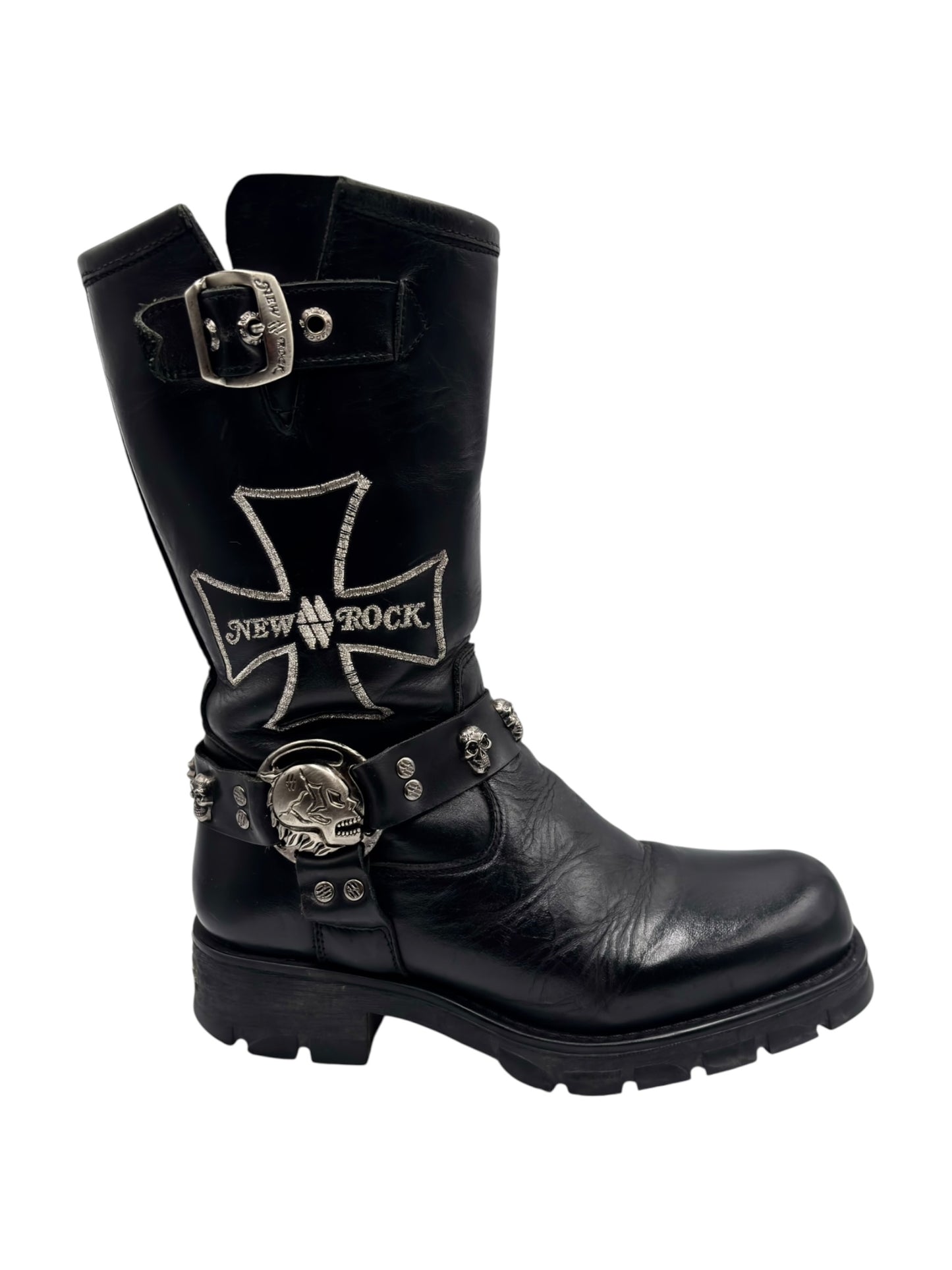Vintage New Rock leather biker boots size 40