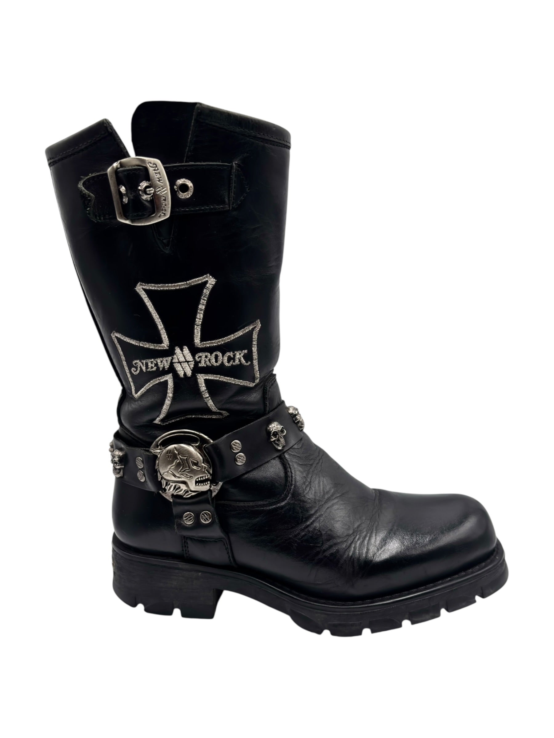 Vintage New Rock leather biker boots size 40