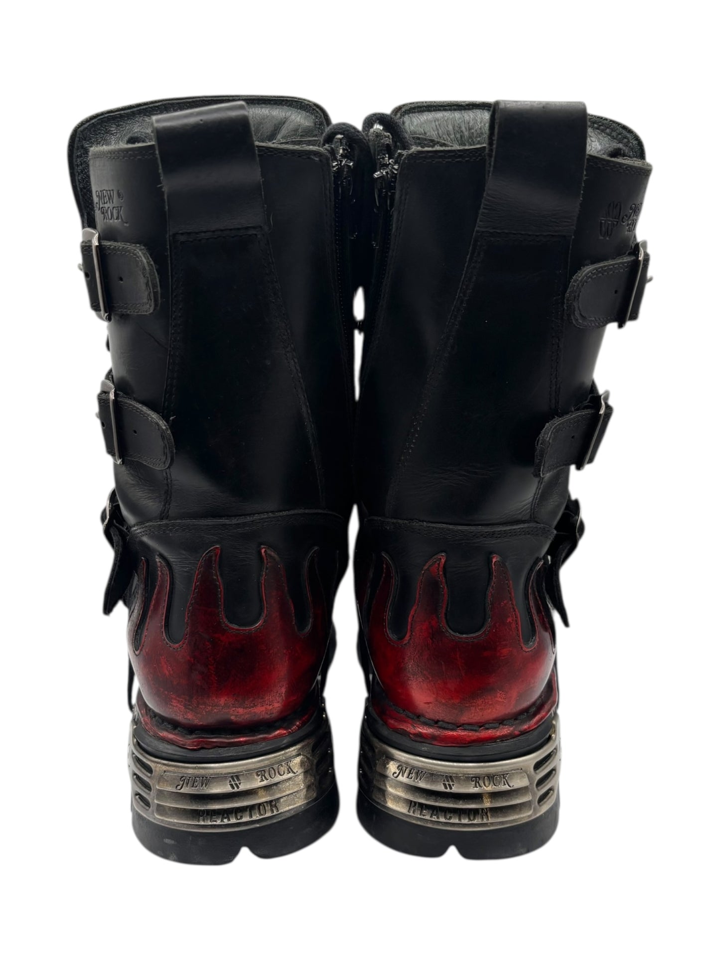 Rare vintage New Rock ruby red reactor leather boots size 38
