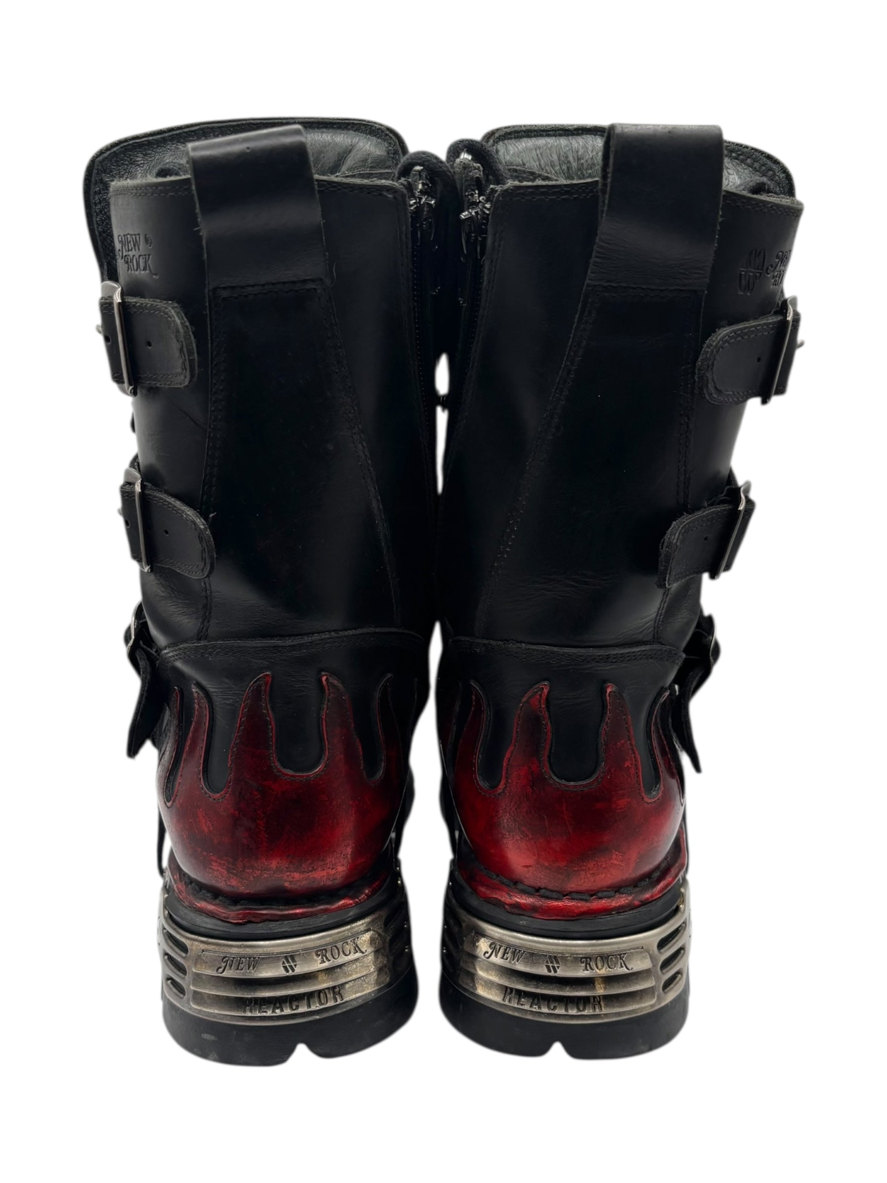 Rare vintage New Rock ruby red reactor leather boots size 38