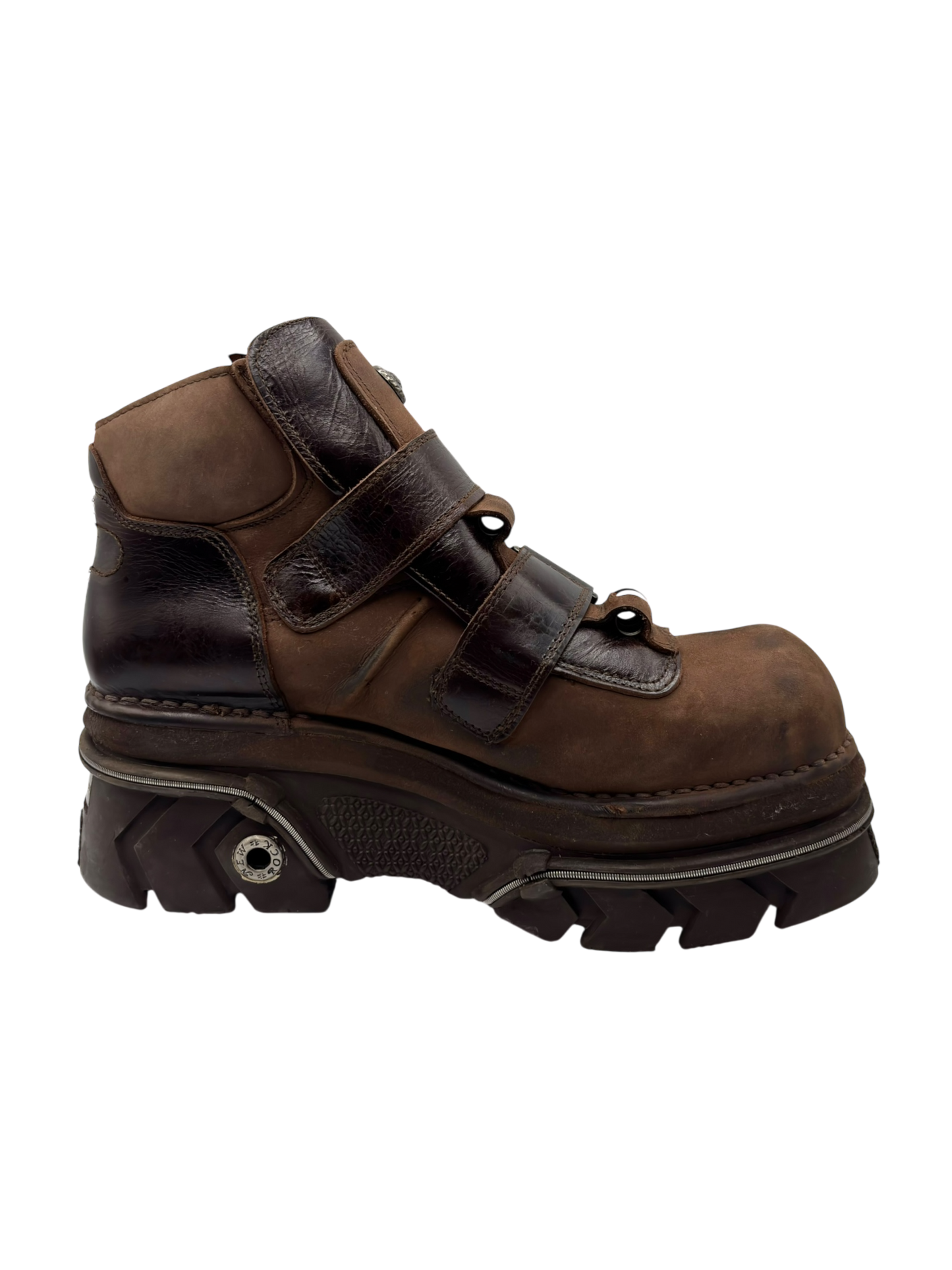 Vintage New Rock brown buckle platform boots size 45