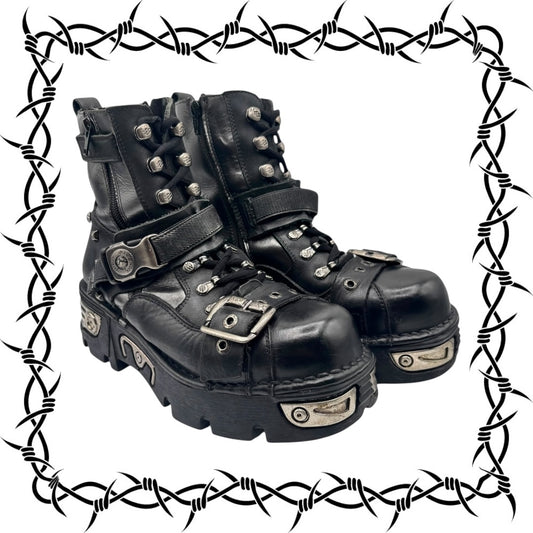 RARE vintage New Rock techno platform boots size 41