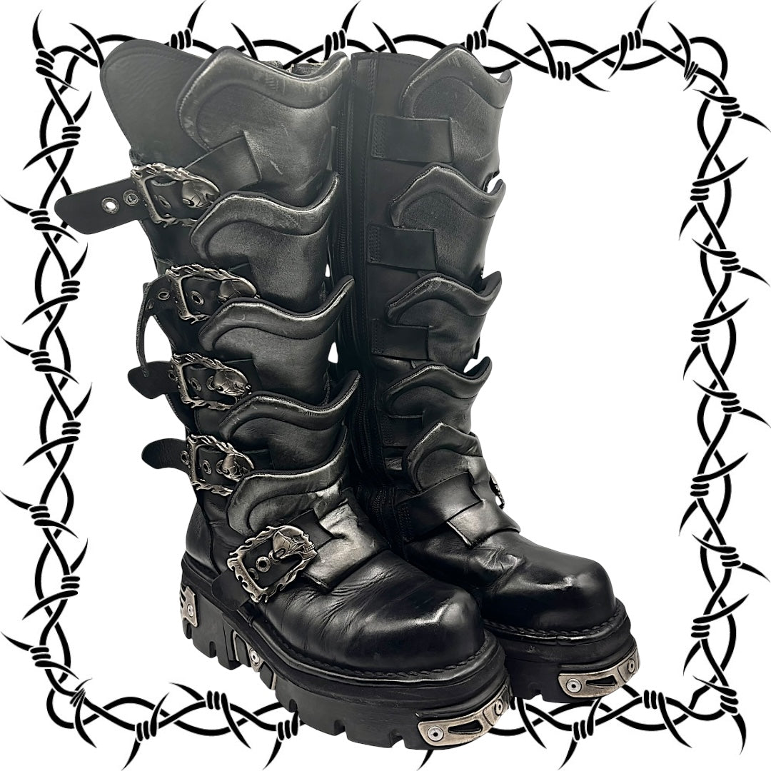 Vintage New Rock M.738 knee high dragon scale boots size 41