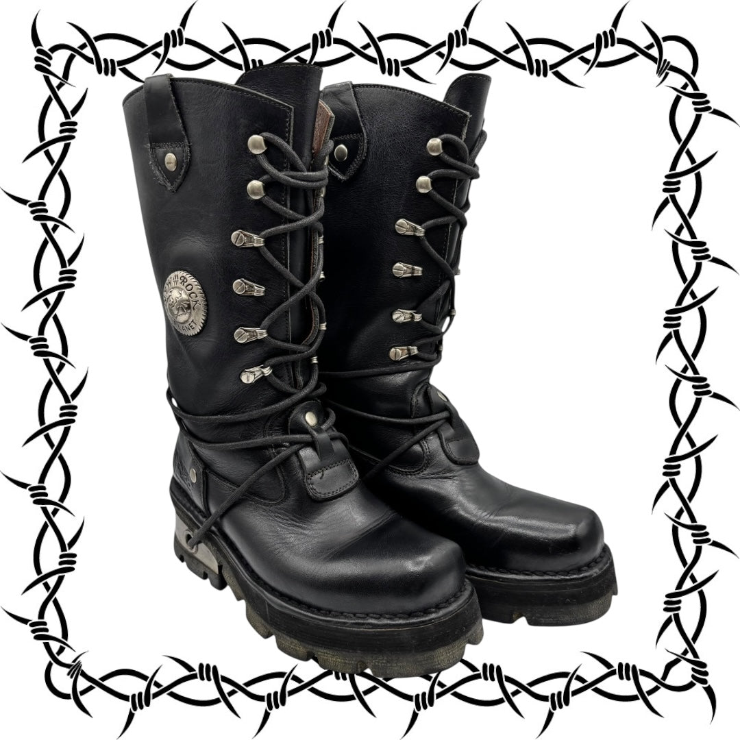 Rare vintage New Rock leather combat boots size 37