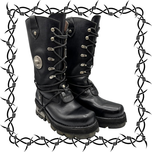 Rare vintage New Rock leather combat boots size 37