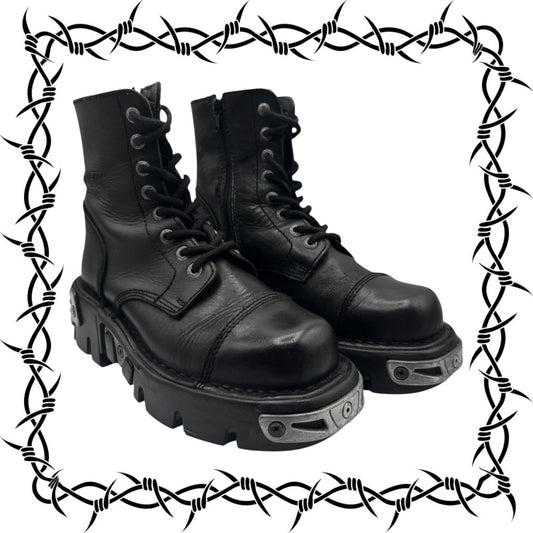 New Rock mili lace-up leather platform boots size 38
