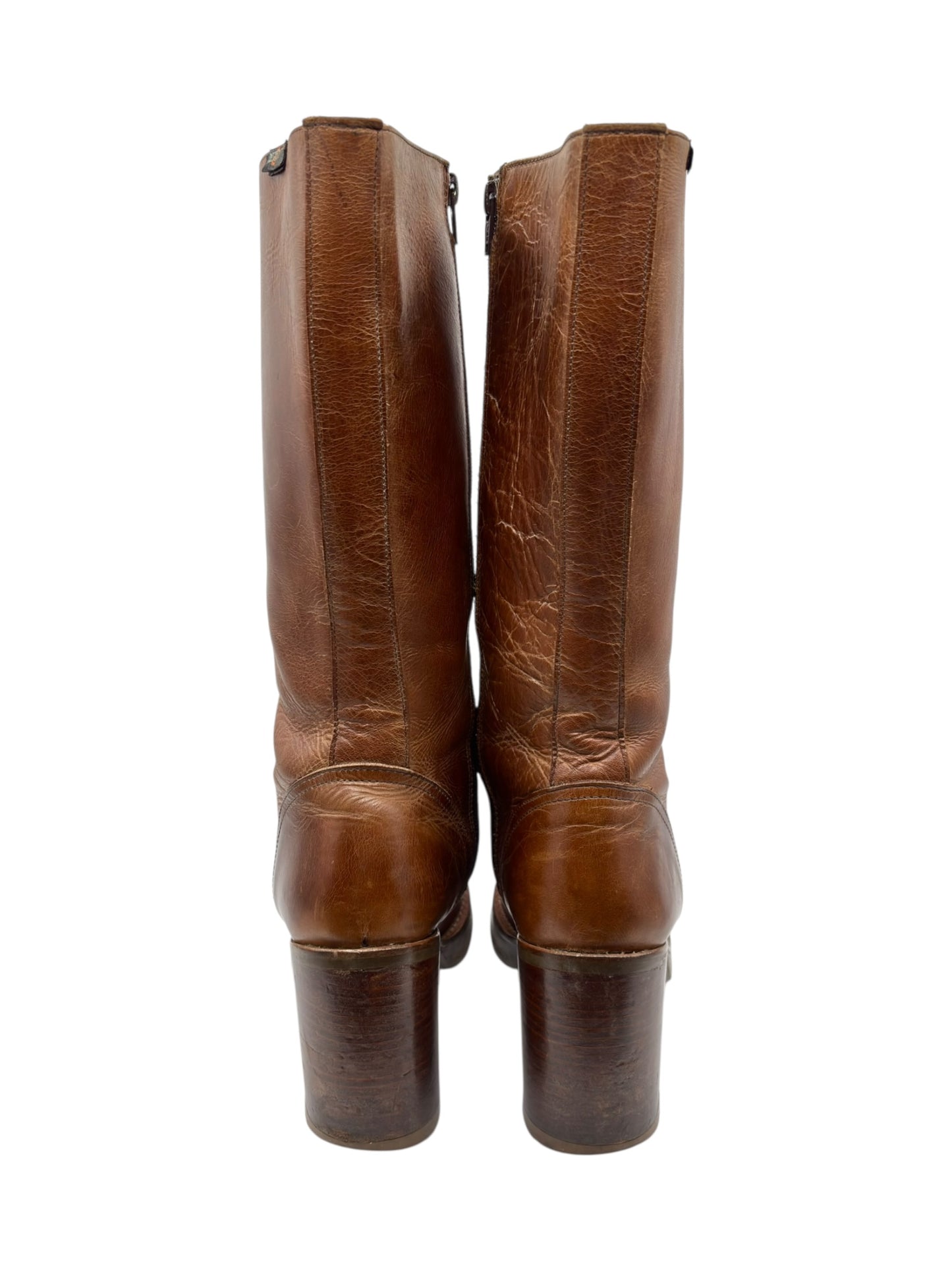 Vintage Destroy knee high block platform leather boots size 40