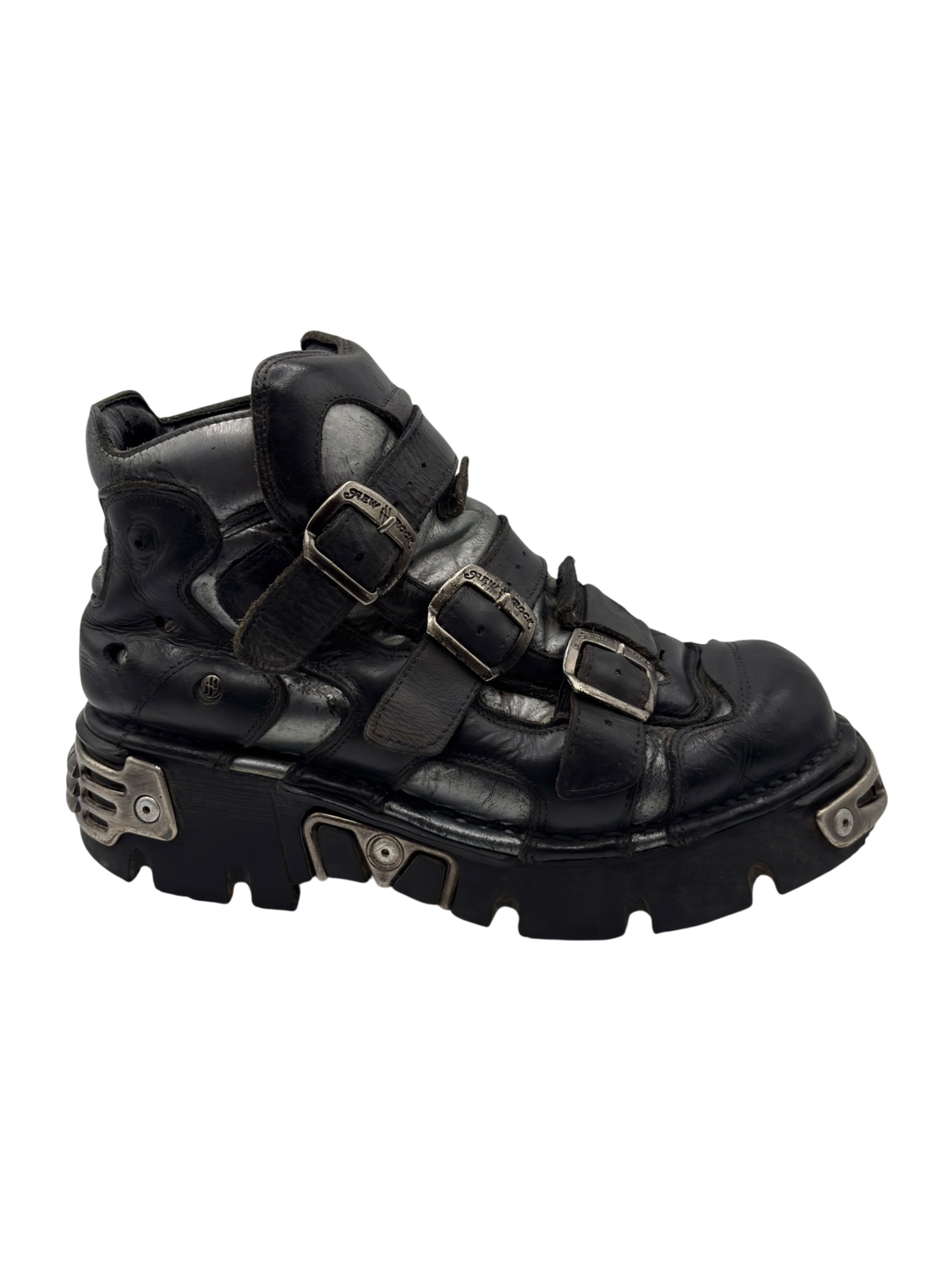 Vintage New Rock buckle grey reactor platform boots size 37