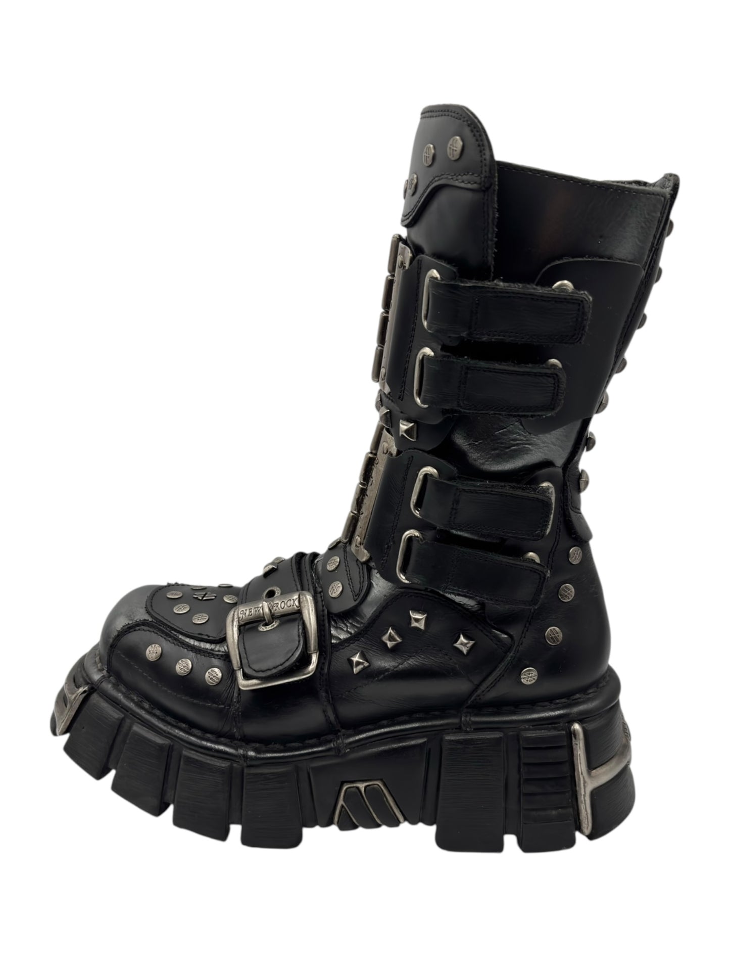 Vintage New Rock studded mid-calf platform boots size 39