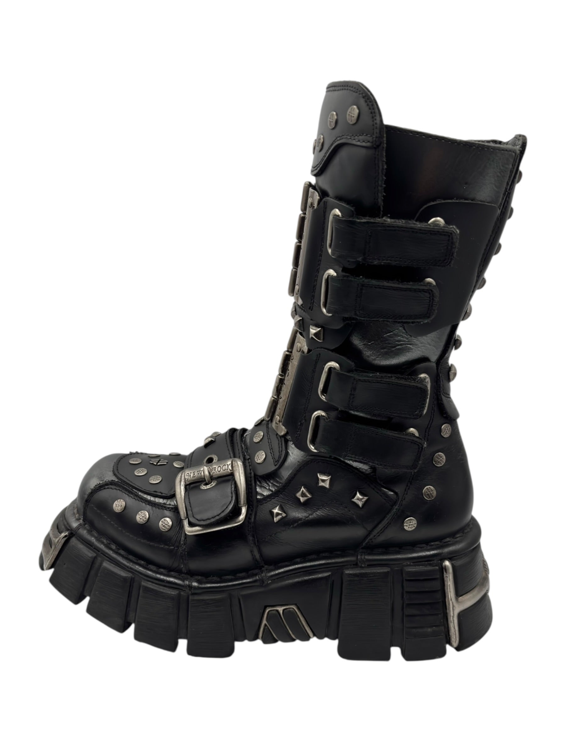 Vintage New Rock studded mid-calf platform boots size 39