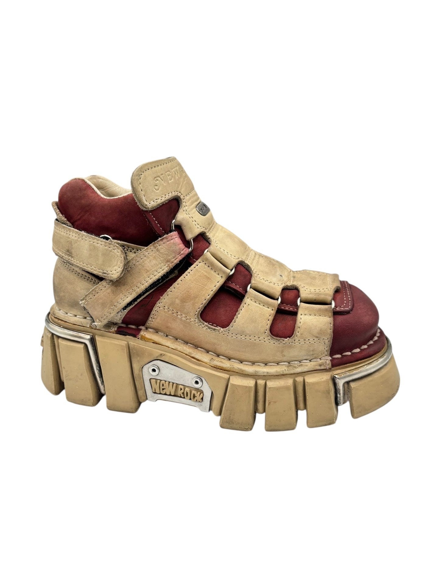 Vintage New Rock beige/red platform boots size 36