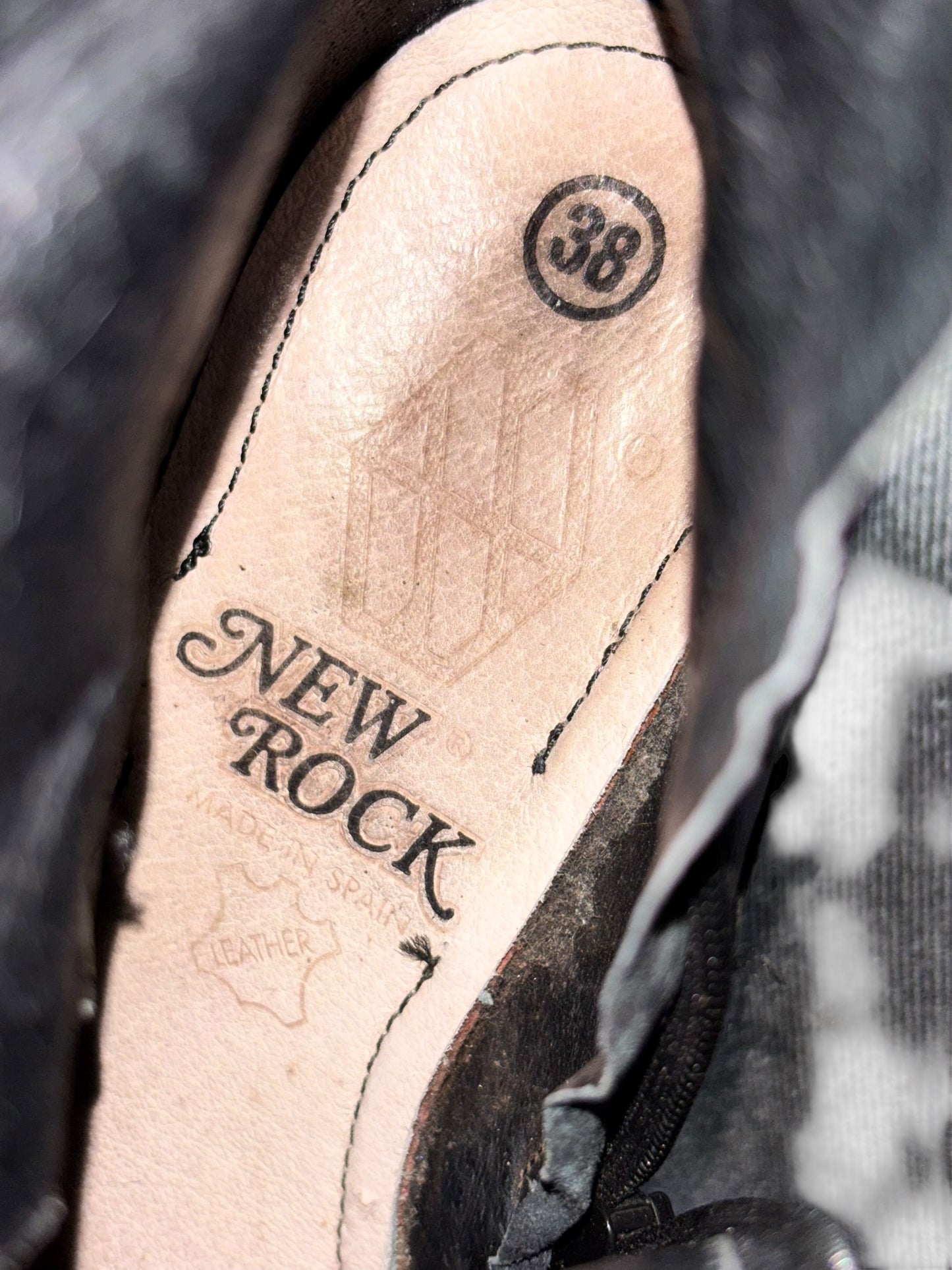 Vintage New Rock biker mid-calf leather boots