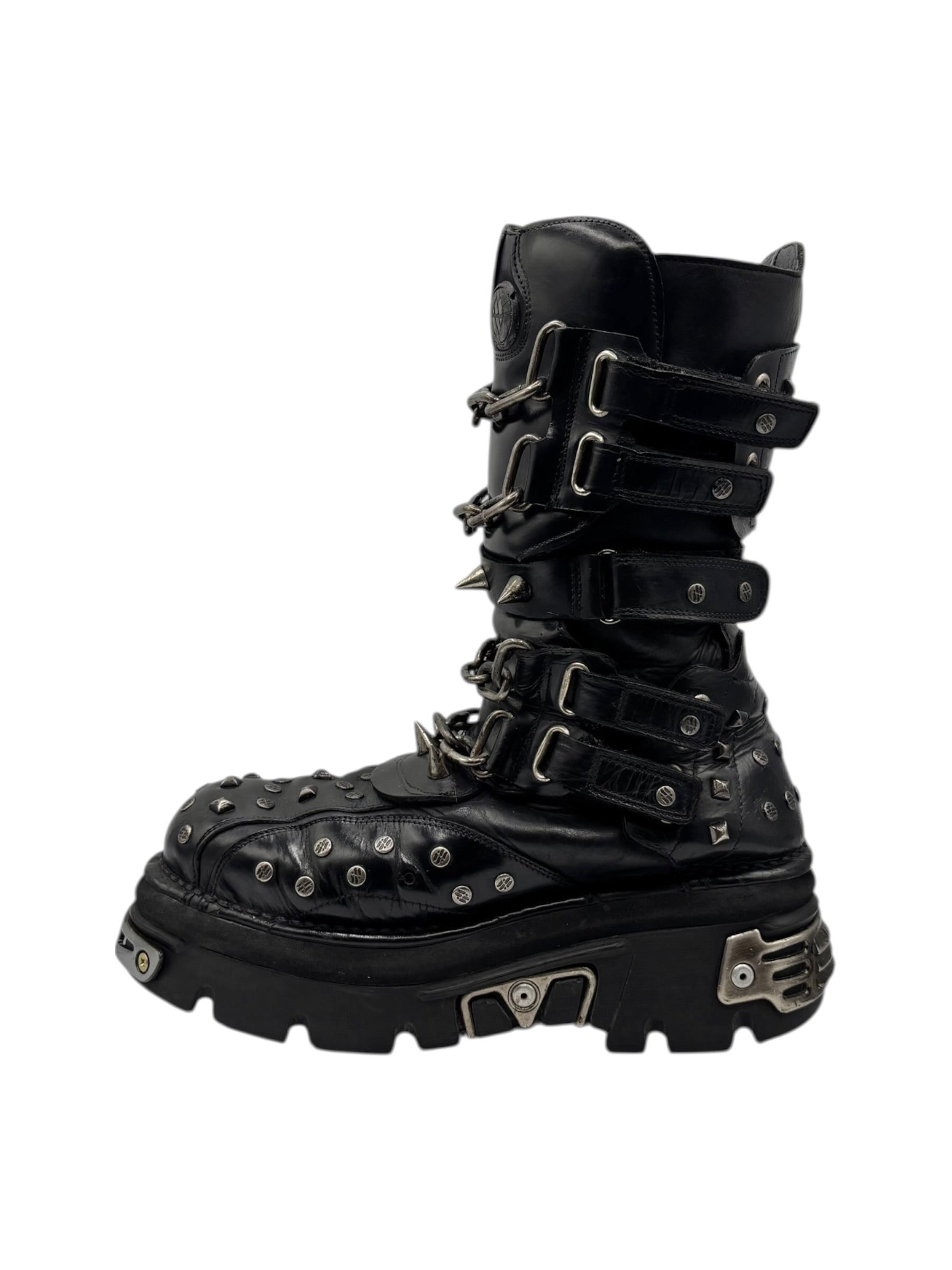 Vintage New Rock studded chain reactor boots size 43