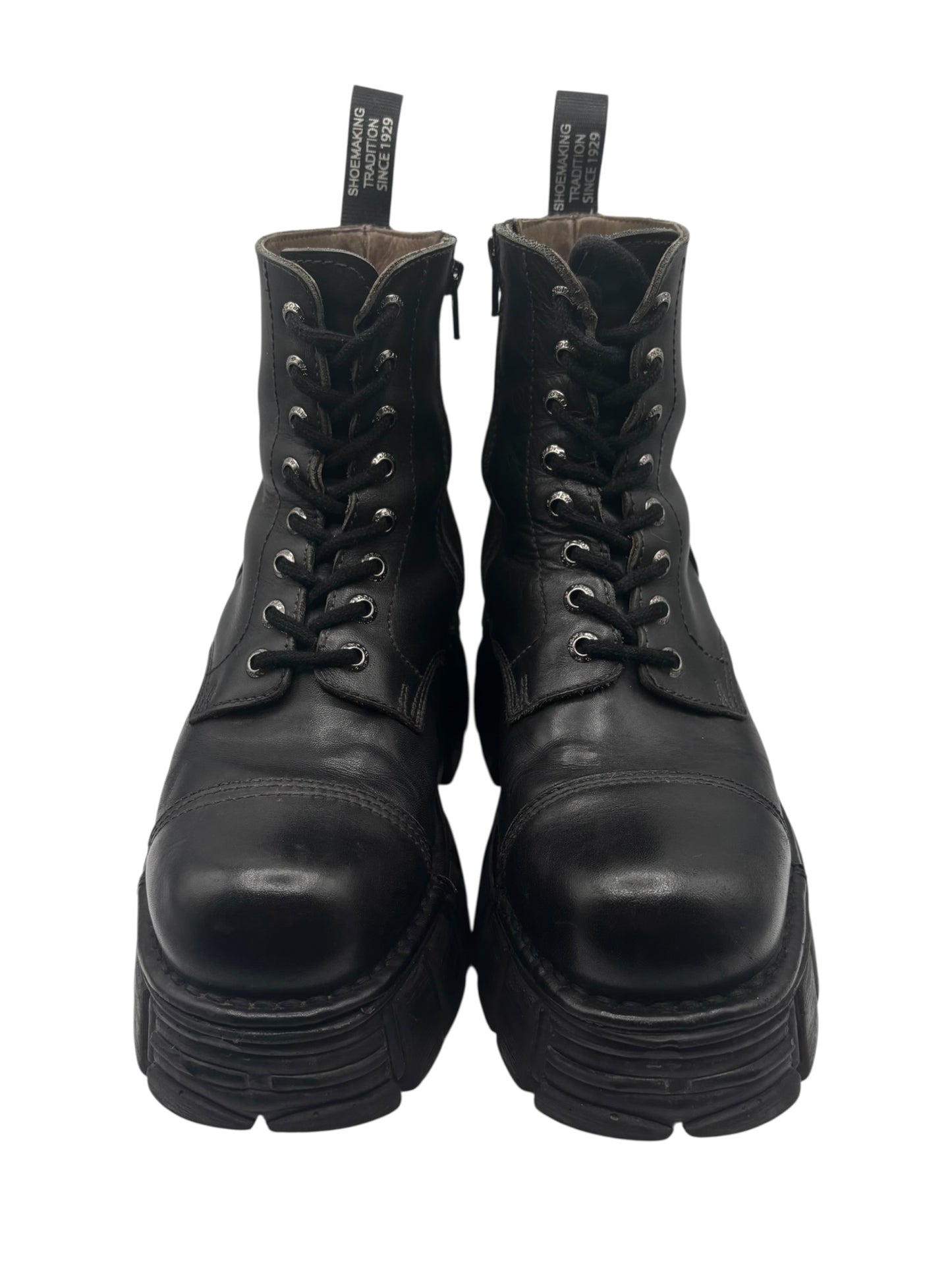 Vintage New Rock mili lace-up leather platform boots size 39