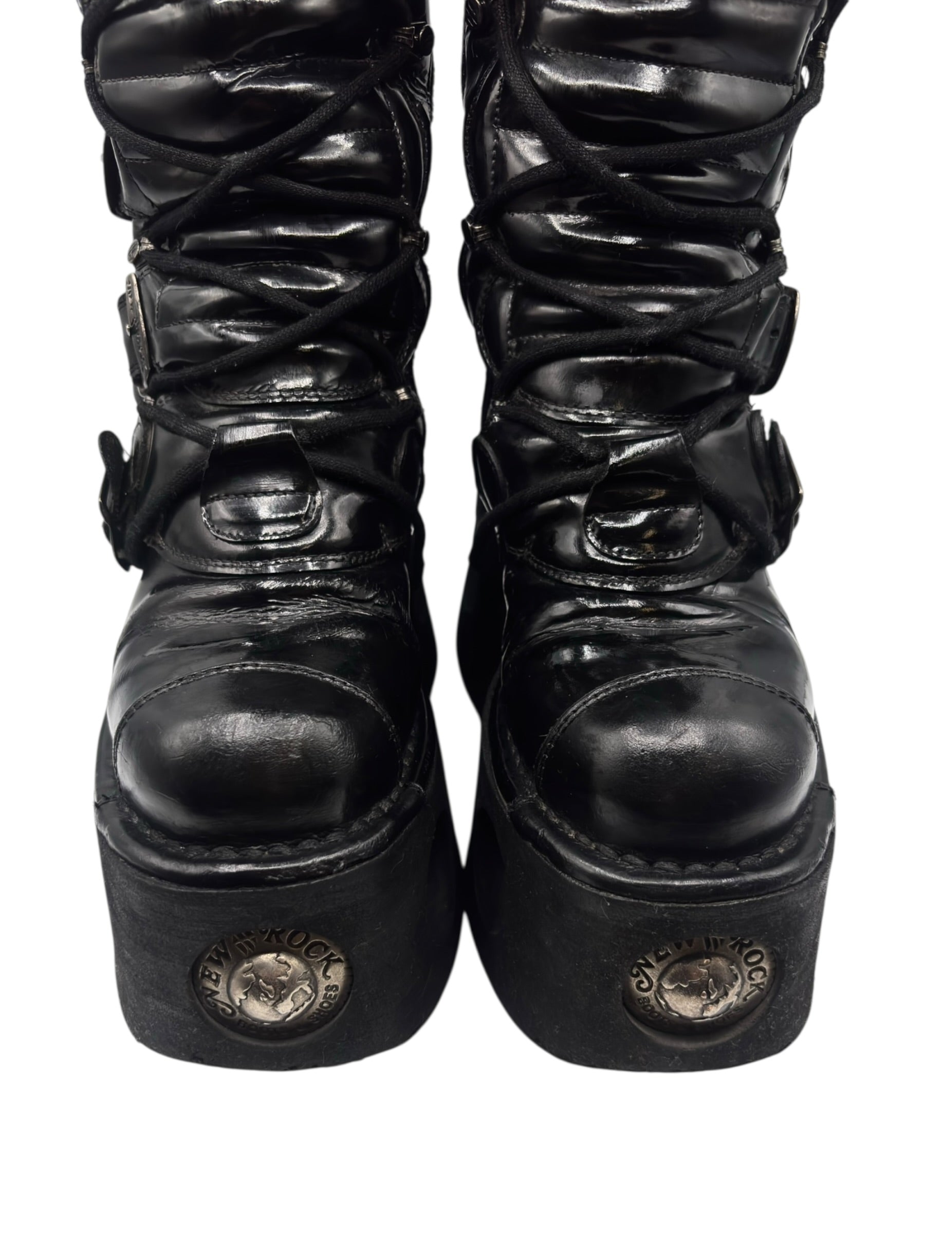 Vintage New Rock knee high neptuno leather boots size 38