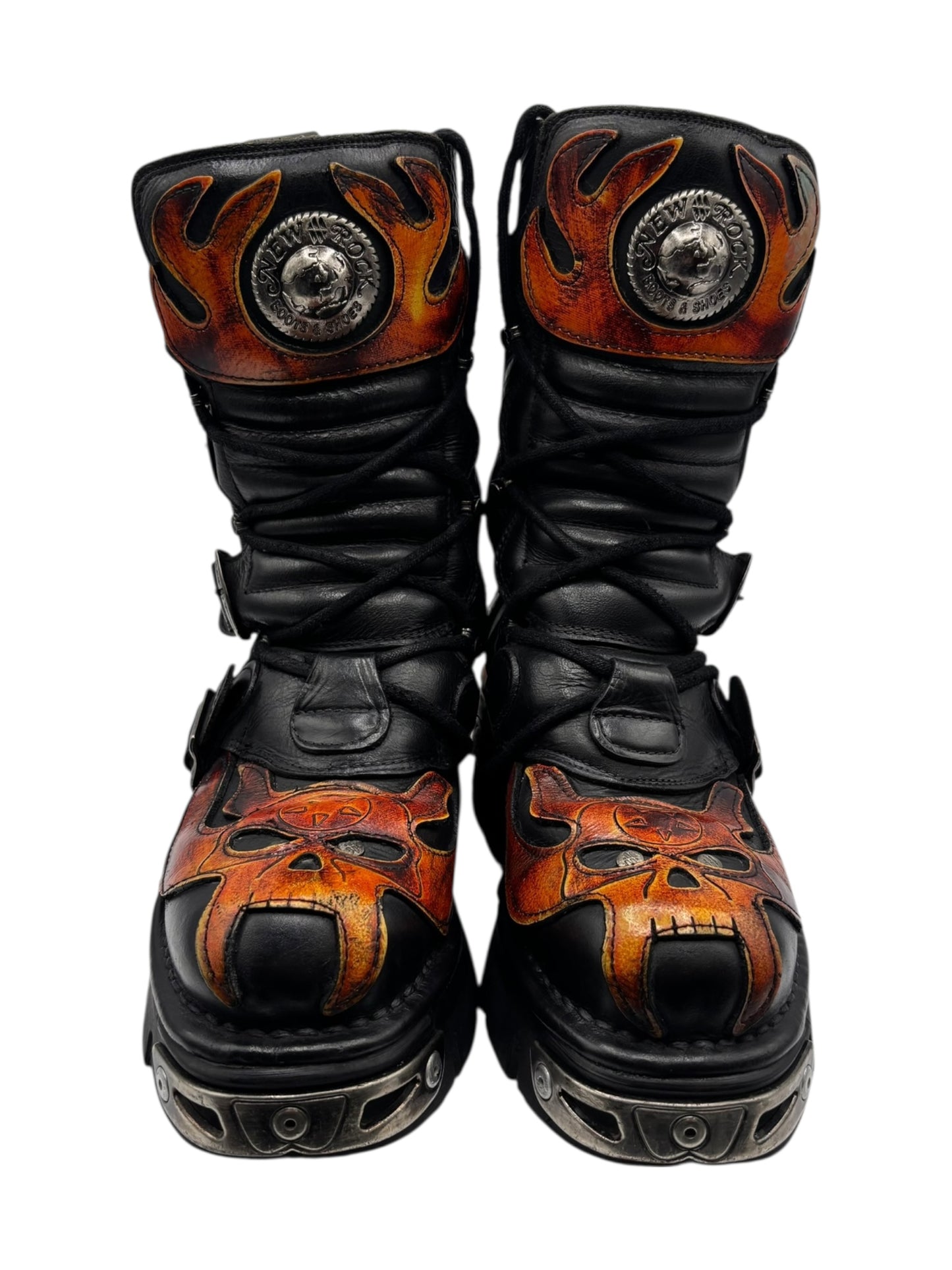 Vintage New Rock mid-calf flame reactor boots size 38