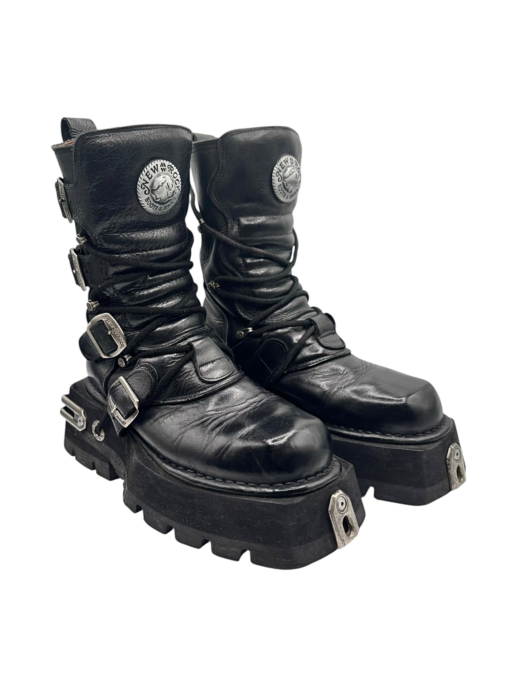 VERY RARE vintage New Rock atom mid-calf platform boots size 41